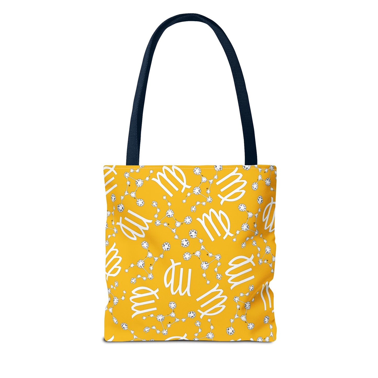 Tote Bag, Virgo Zodiac Sign, AOP, (Yellow White)