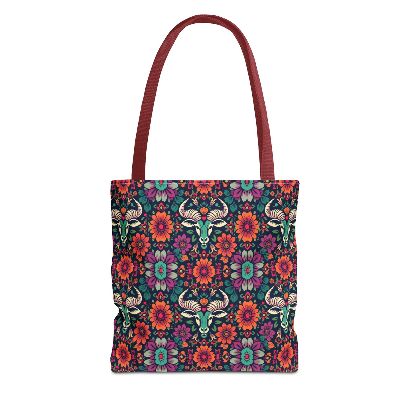 Tote Bag, (AOP), Taurus, Zodiac, Flower Pattern