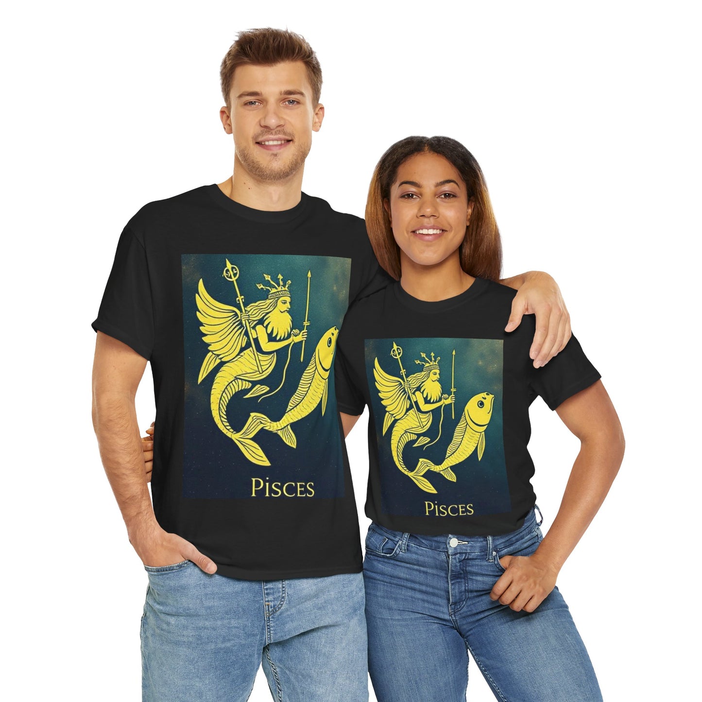 Unisex Heavy Cotton T-Shirt, Pisces Quuen v1, Zodiac Design