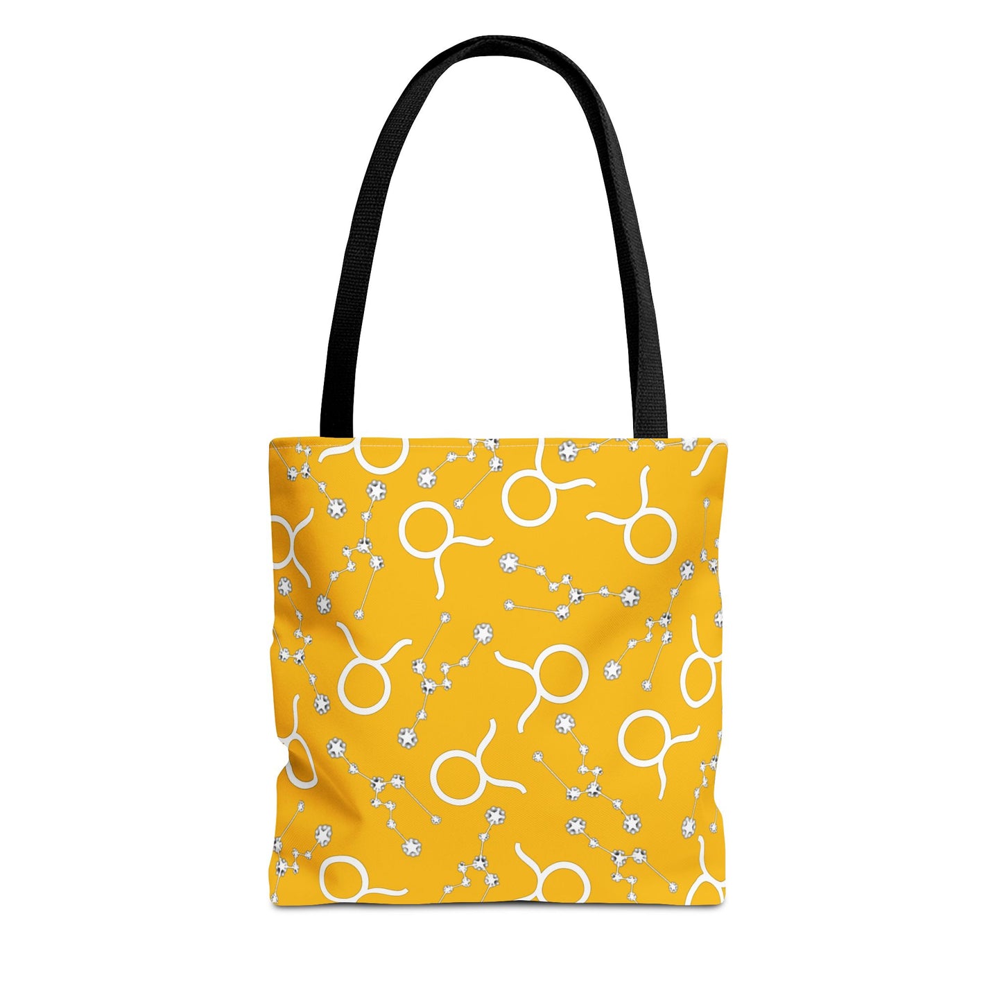 Tote Bag, Taurus Zodiac Sign, AOP, (Yellow, White)