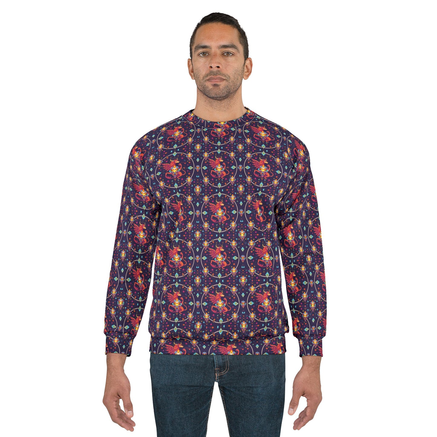 Unisex Sweatshirt (AOP), Virgo, Zodiac, Jewel Pattern