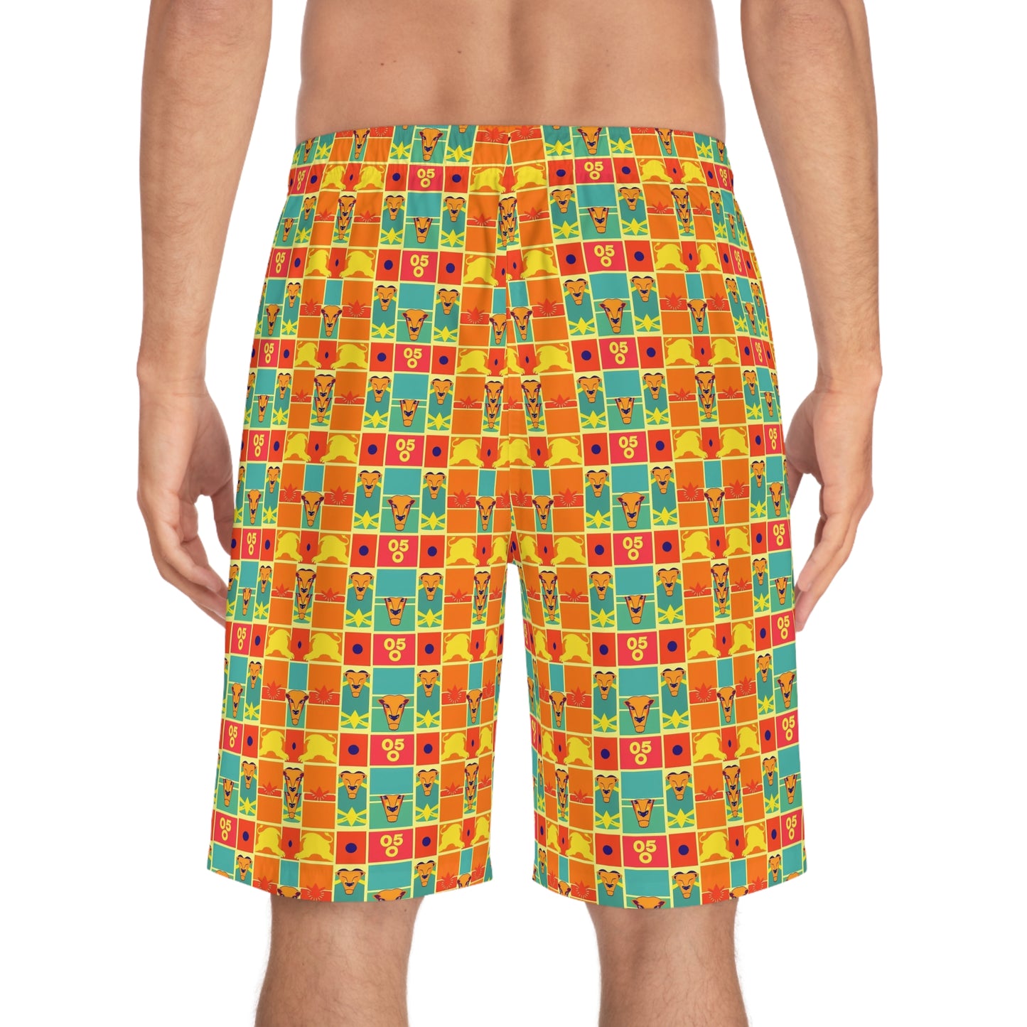Men's Board Shorts, (AOP), Leo, Zodiac v1, Shape Pattern