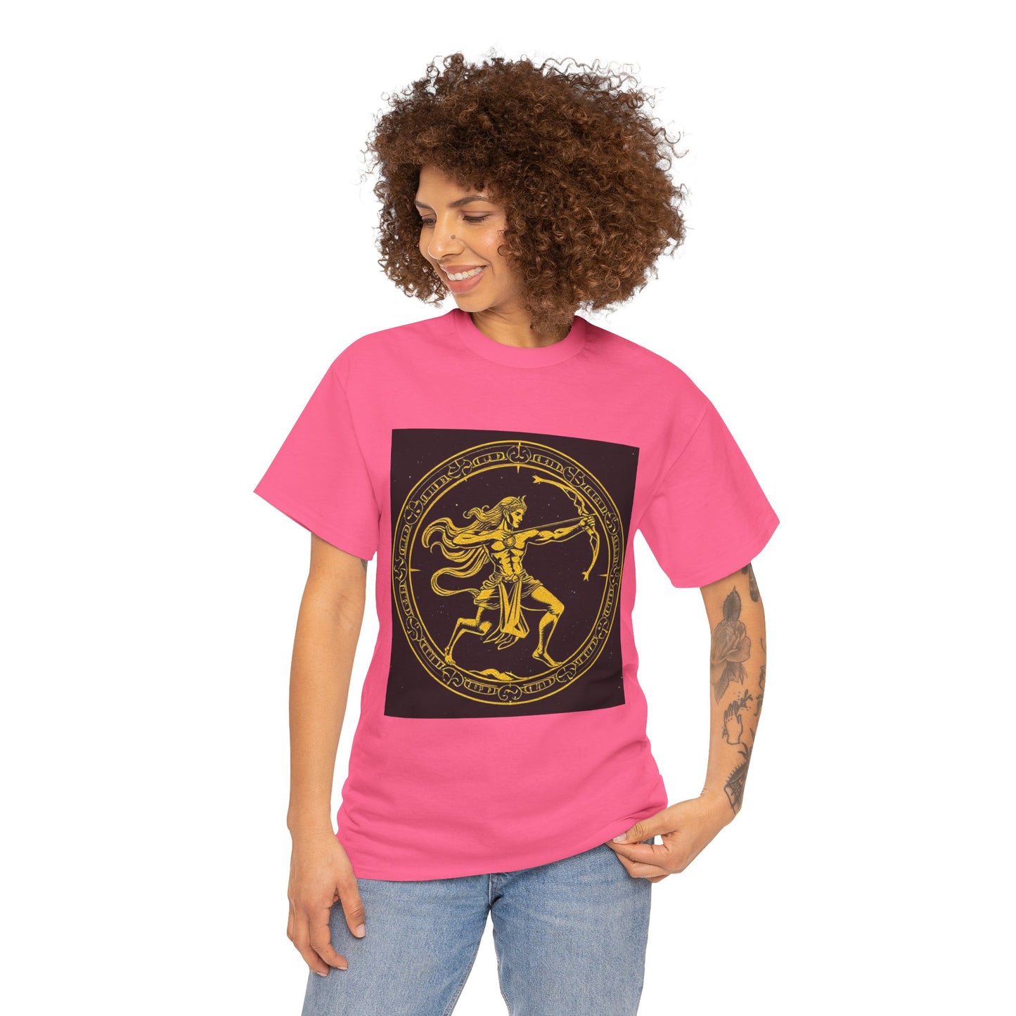 Unisex Heavy Cotton T-Shirt, Mythical Faun/Satyr, Sagittarius Zodiac Design