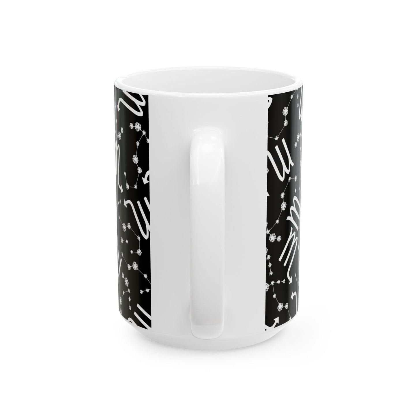 Ceramic Mug, (11oz, 15oz), Ceramic Coffee Mug, Black AOP, Scorpio Zodiac Design