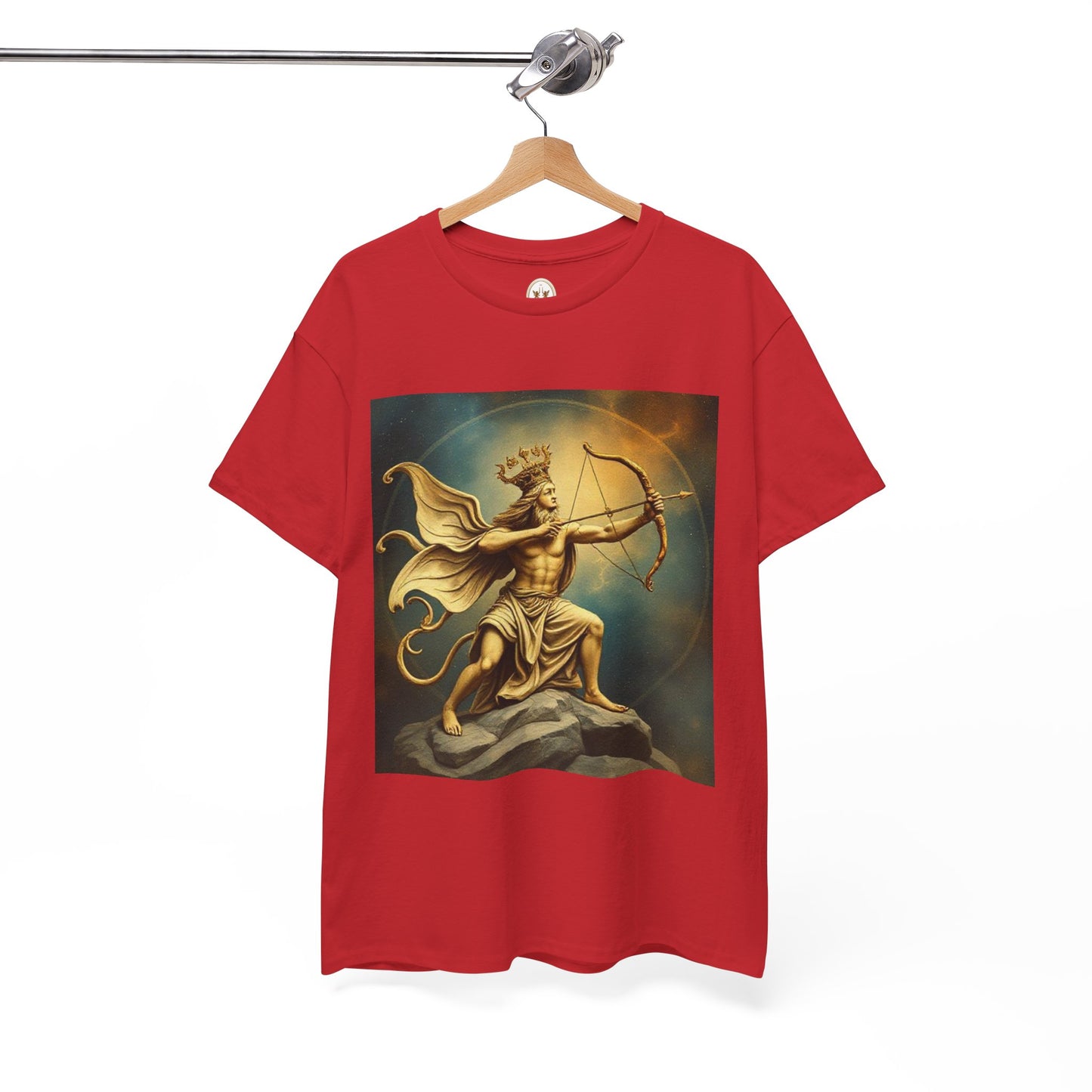 Unisex Heavy Cotton T-Shirt, Sagittarius King, Bow & Arrow v1, Zodiac Design