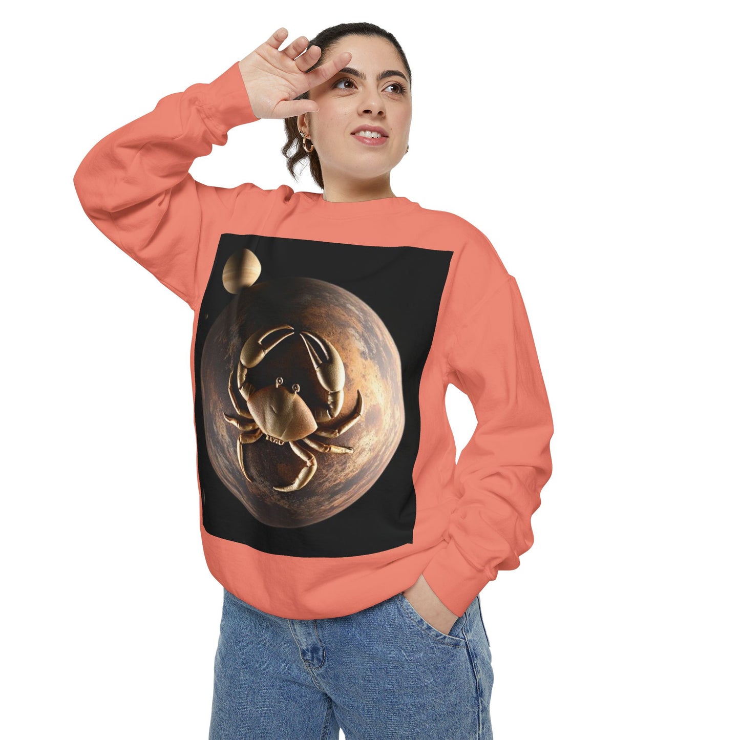 Garment-Dyed Sweatshirt, Unisex, Space Animal Design v1, Cancer