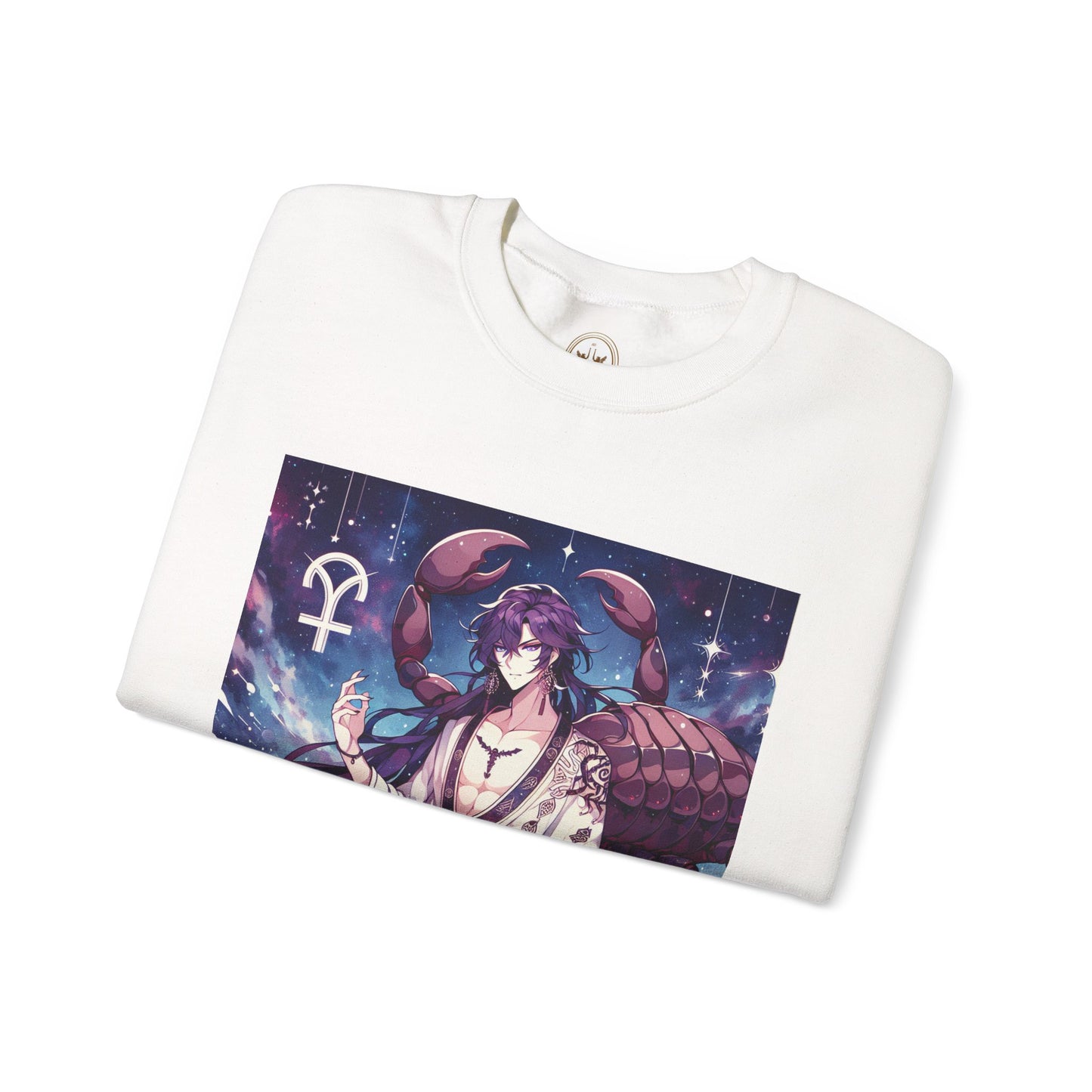 Unisex Heavy Blend™ Crewneck Sweatshirt, Scorpio Zodiac Design, purple scorpion anime