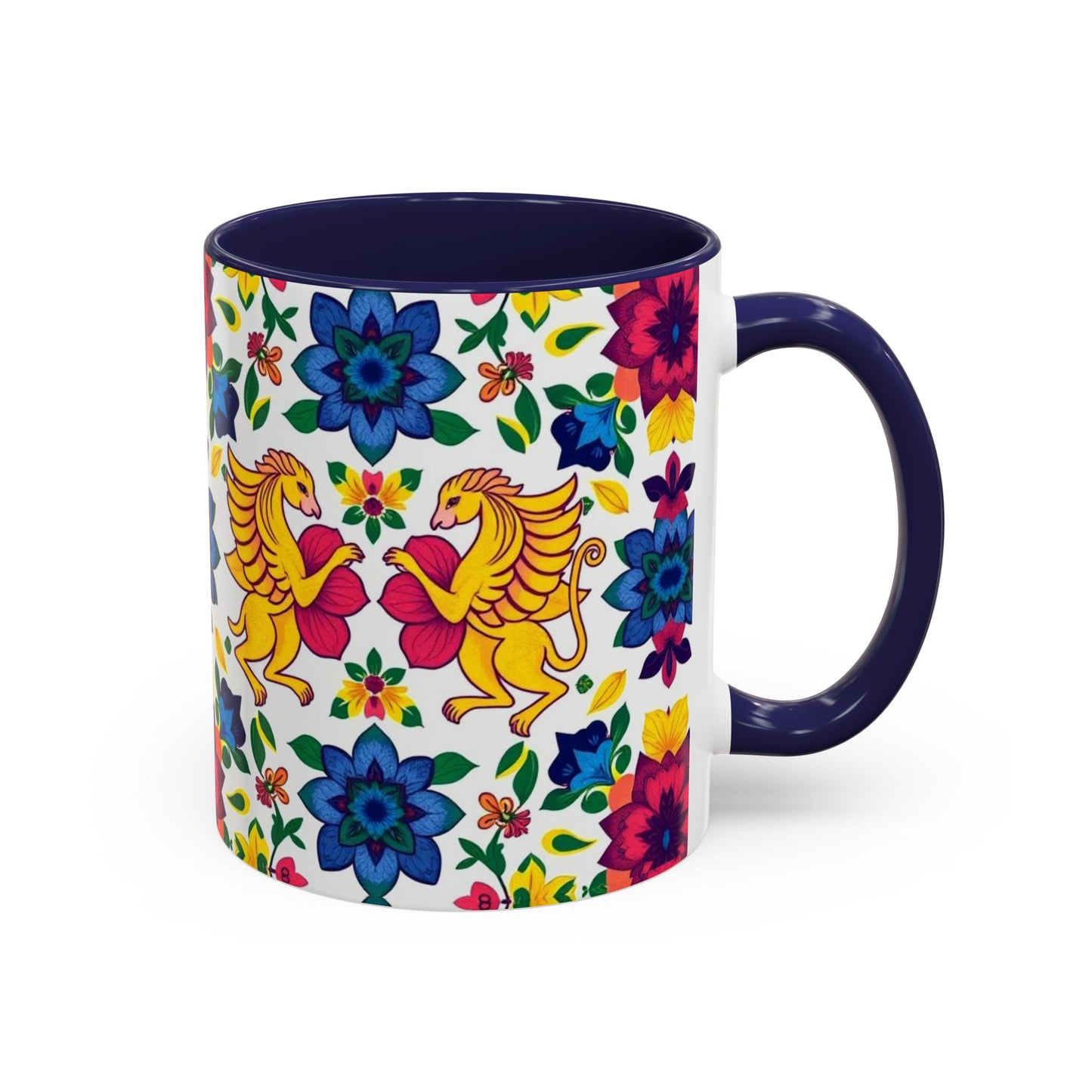 Accent Coffee Mug, Gemini, Zodiac, Flower Pattern, (11, 15oz)