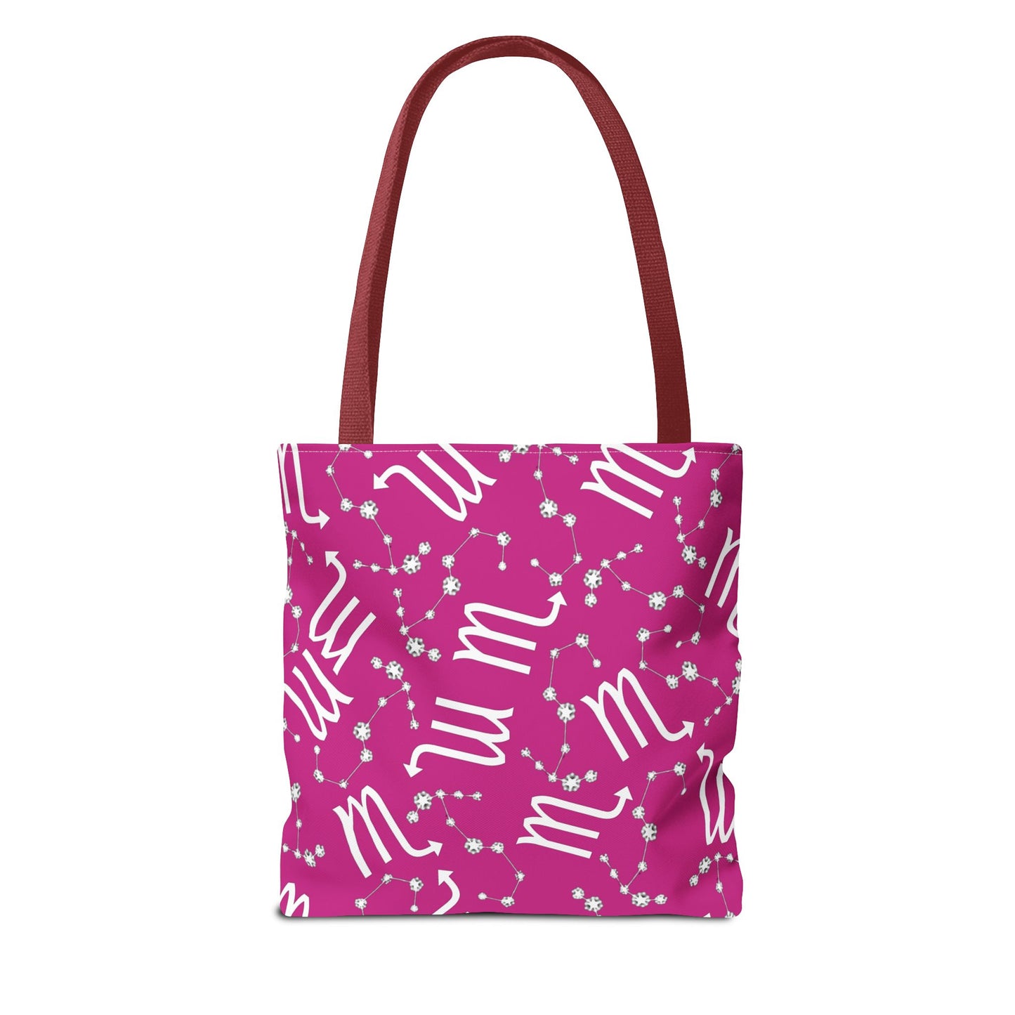 Tote Bag, Scorpio Zodiac Sign, AOP, (Pink, White)