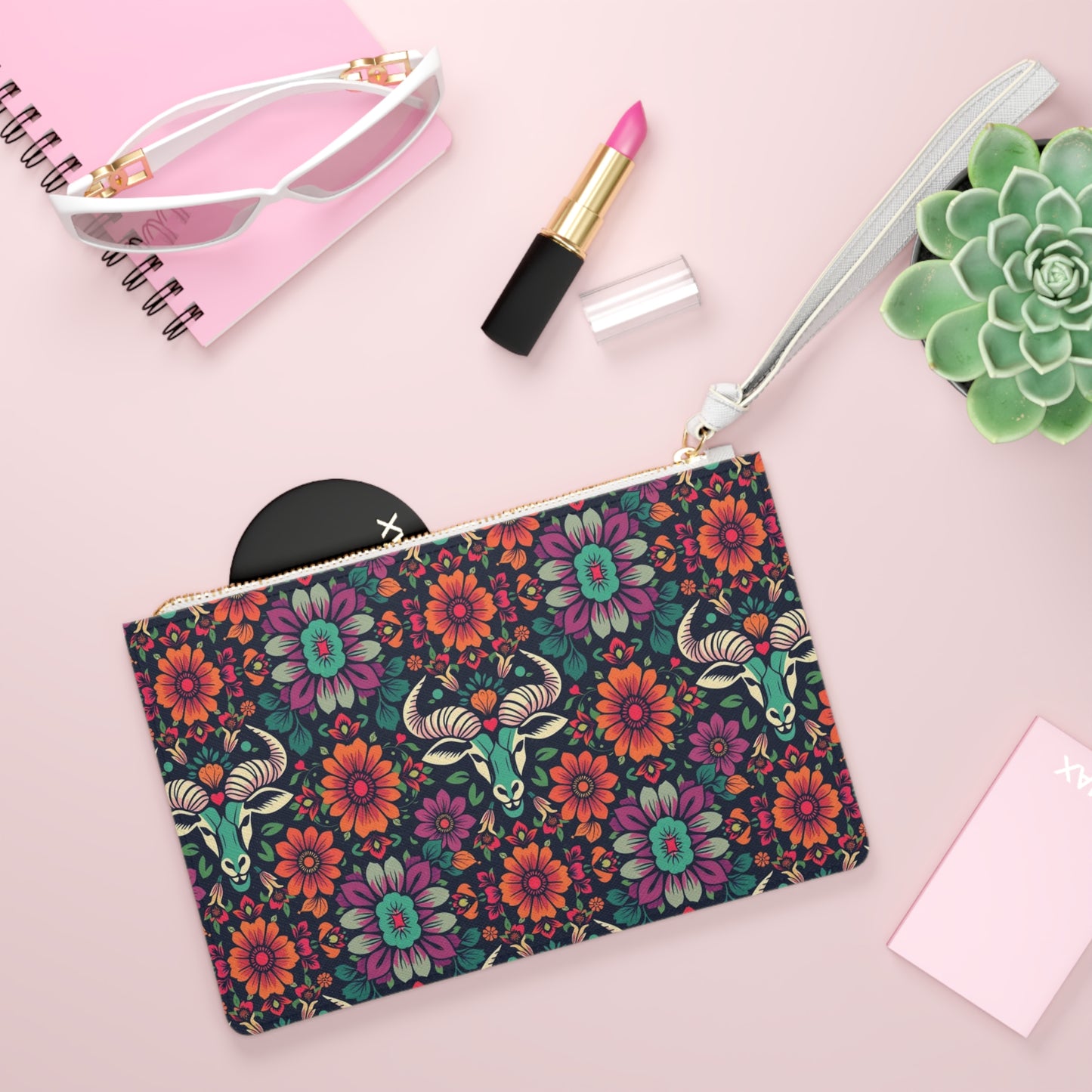 Clutch Bag, Taurus, Zodiac v2, Flower Pattern