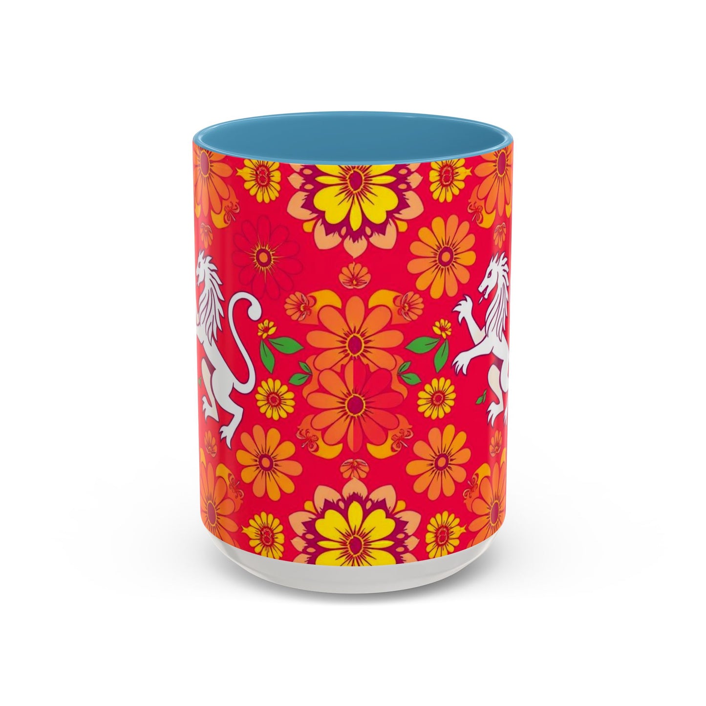 Accent Coffee Mug, Leo, Zodiac v4, Flower Pattern, (11, 15oz)