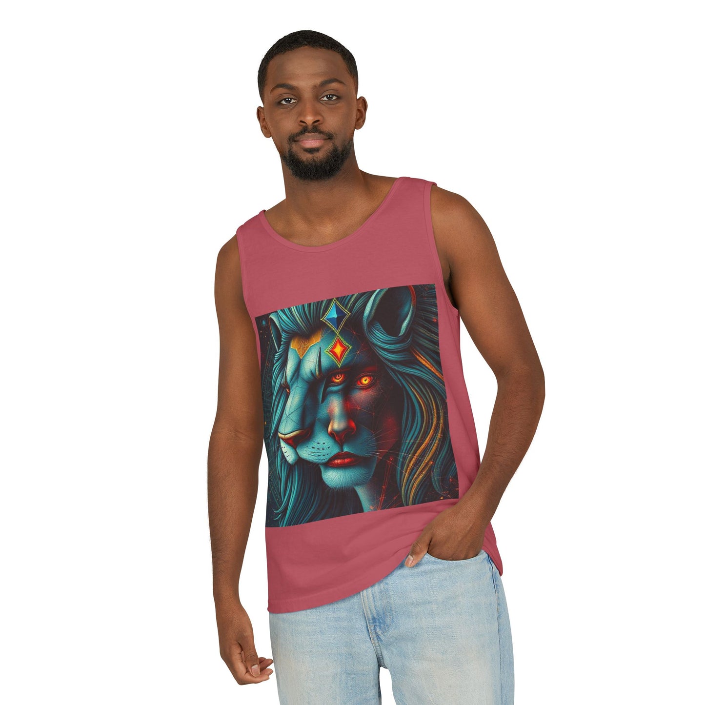 Unisex Garment-Dyed, Tank Top, Leo, Pop Art, 100% US cotton