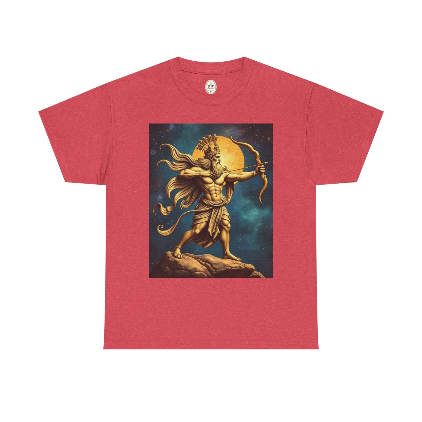 Unisex Heavy Cotton T-Shirt, Midnight Arrow, Sagittarius Zodiac Design