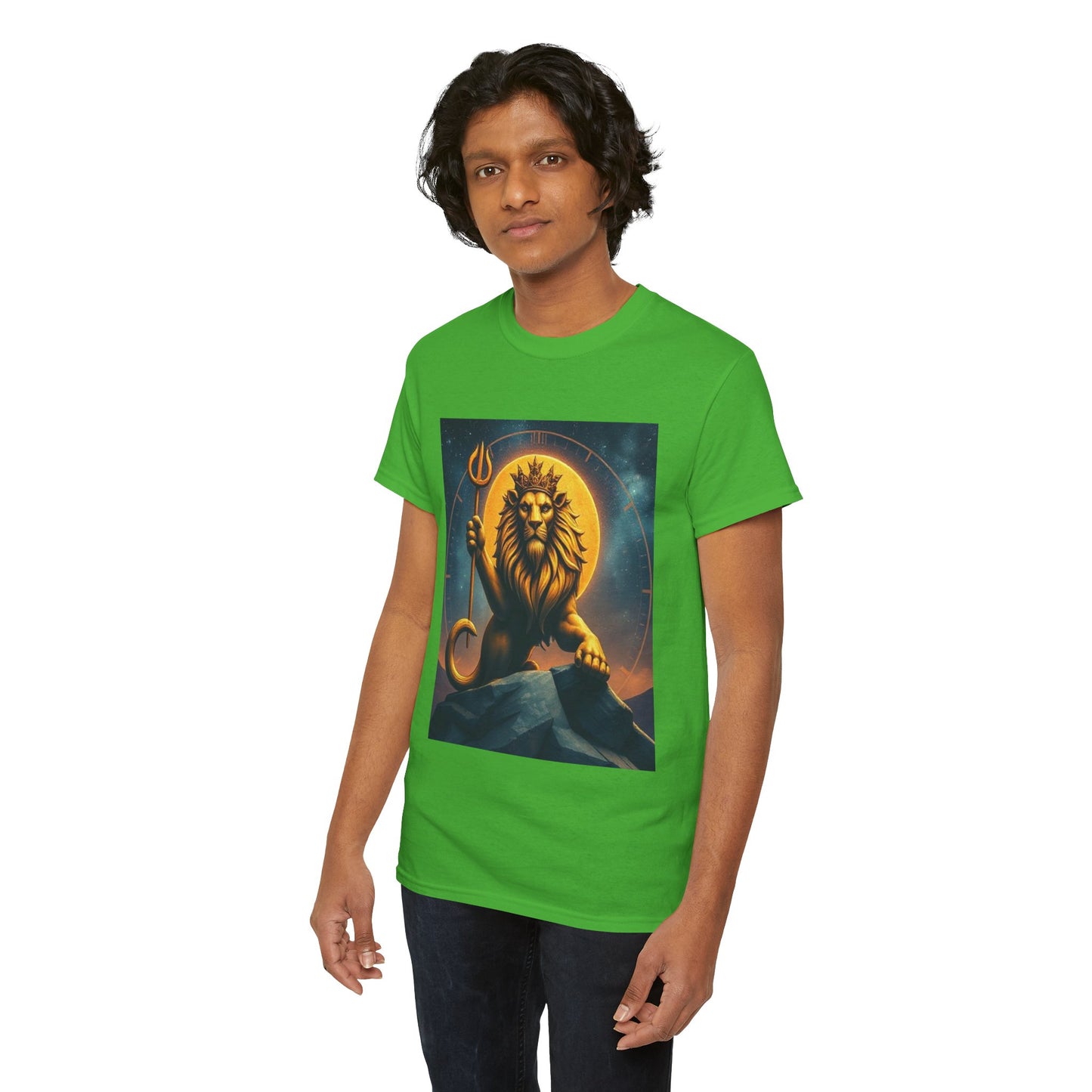 Unisex Heavy Cotton T-Shirt, King of Lions v2, Leo Zodiac Design