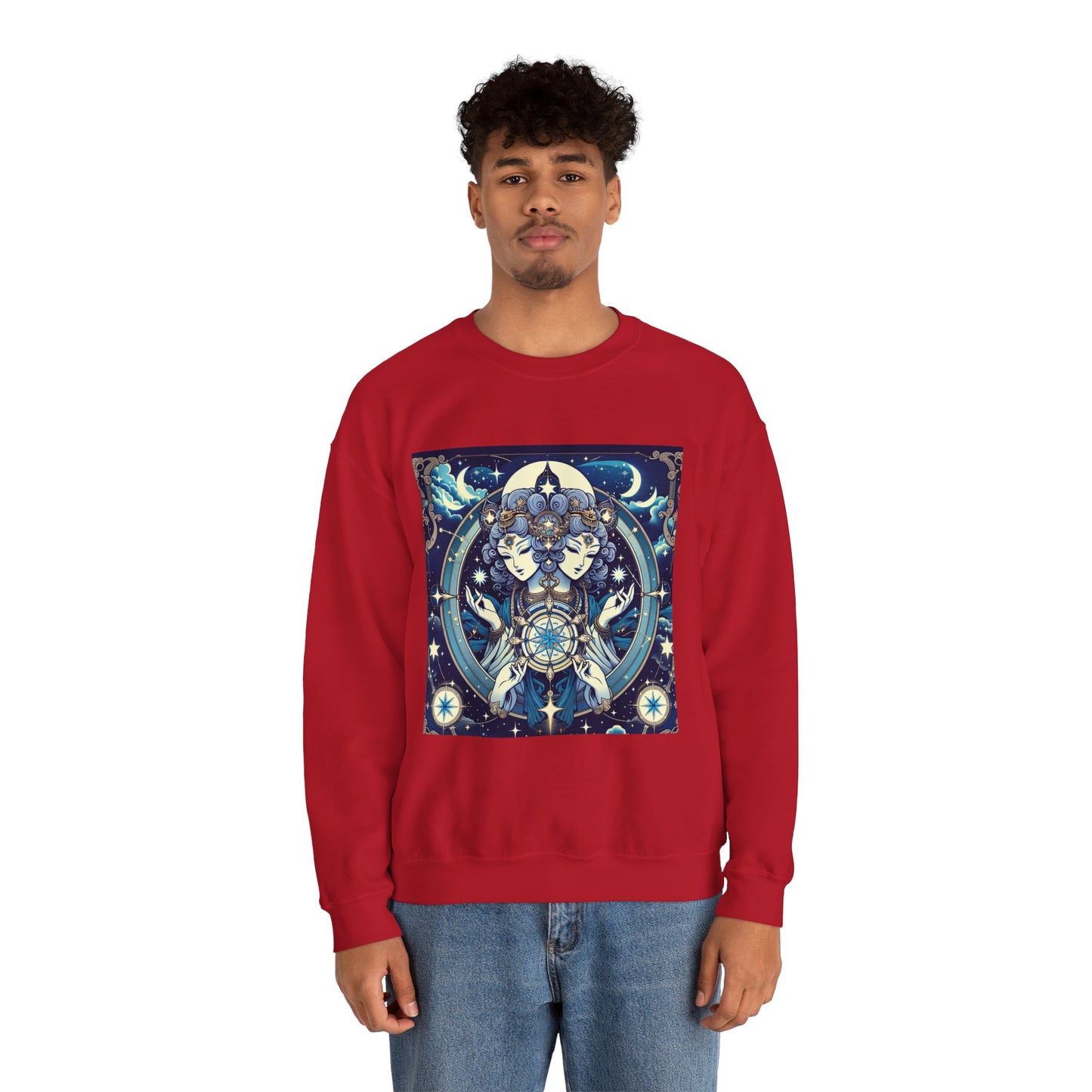 Unisex Heavy Blend™ Crewneck Sweatshirt,Twin Body, Gemini Zodiac Design