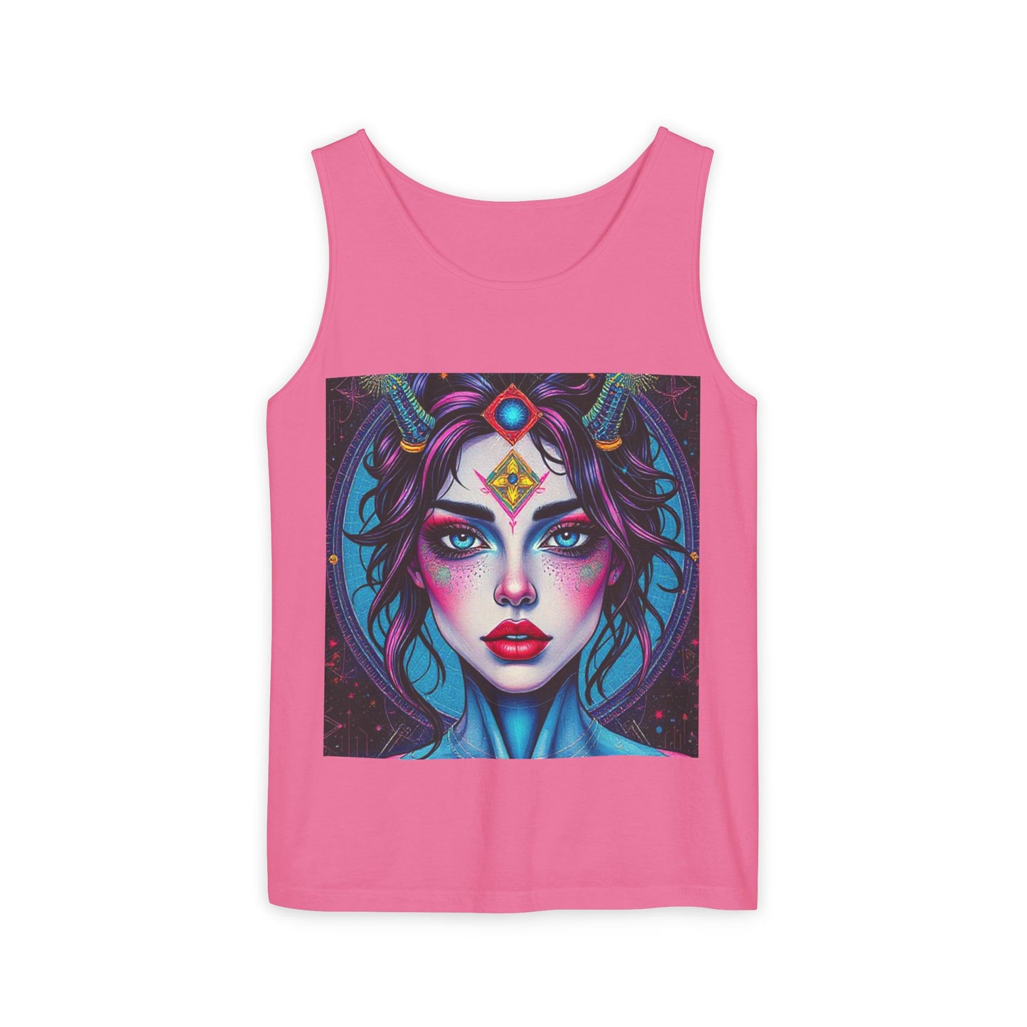 Unisex Garment-Dyed, Tank Top, Aquarius Design, Pop Art, 100% Ringspun US cotton
