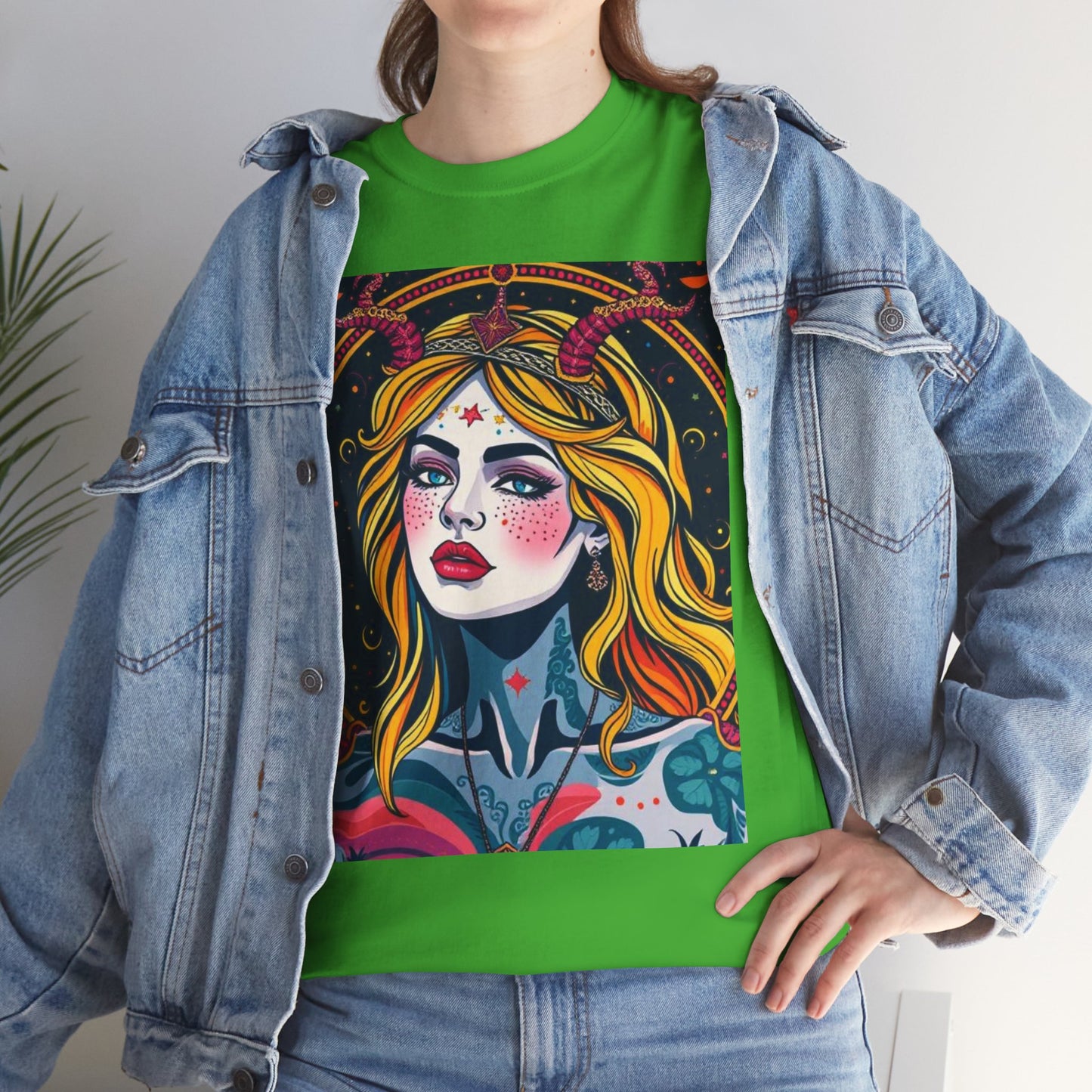Unisex Heavy Cotton T-Shirt, Virgo, Zodiac v2, Sexy Art
