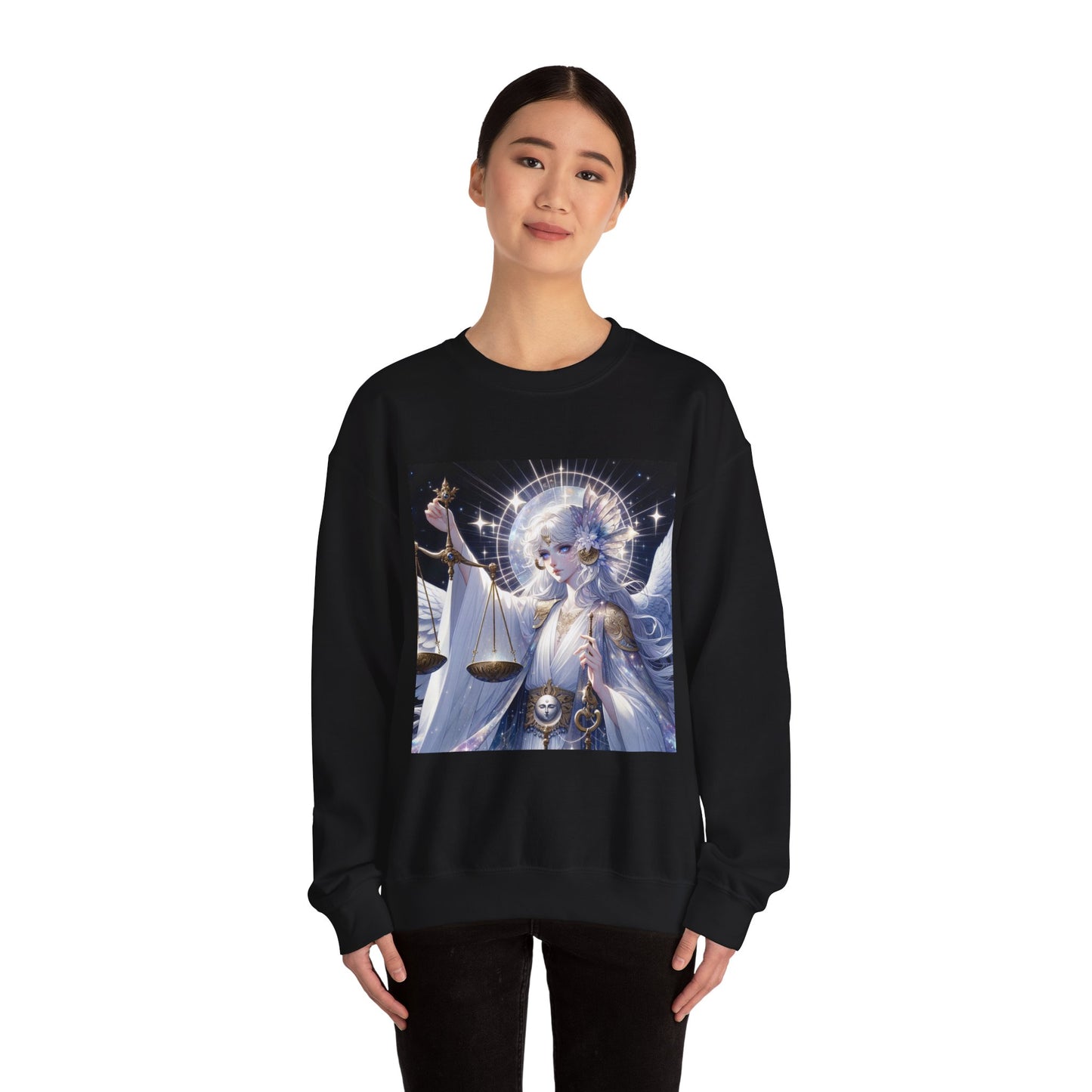 Unisex Heavy Blend™ Crewneck Sweatshirt,anime angel, Libra Zodiac Design