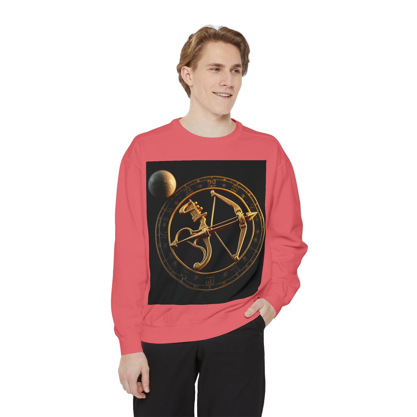Garment-Dyed Sweatshirt, Unisex, Space Symbol Design, Sagittarius