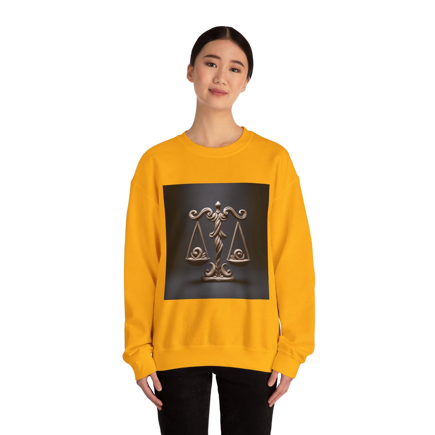 Unisex Heavy Blend™ Crewneck Sweatshirt, Brown Scale, Libra Zodiac Design