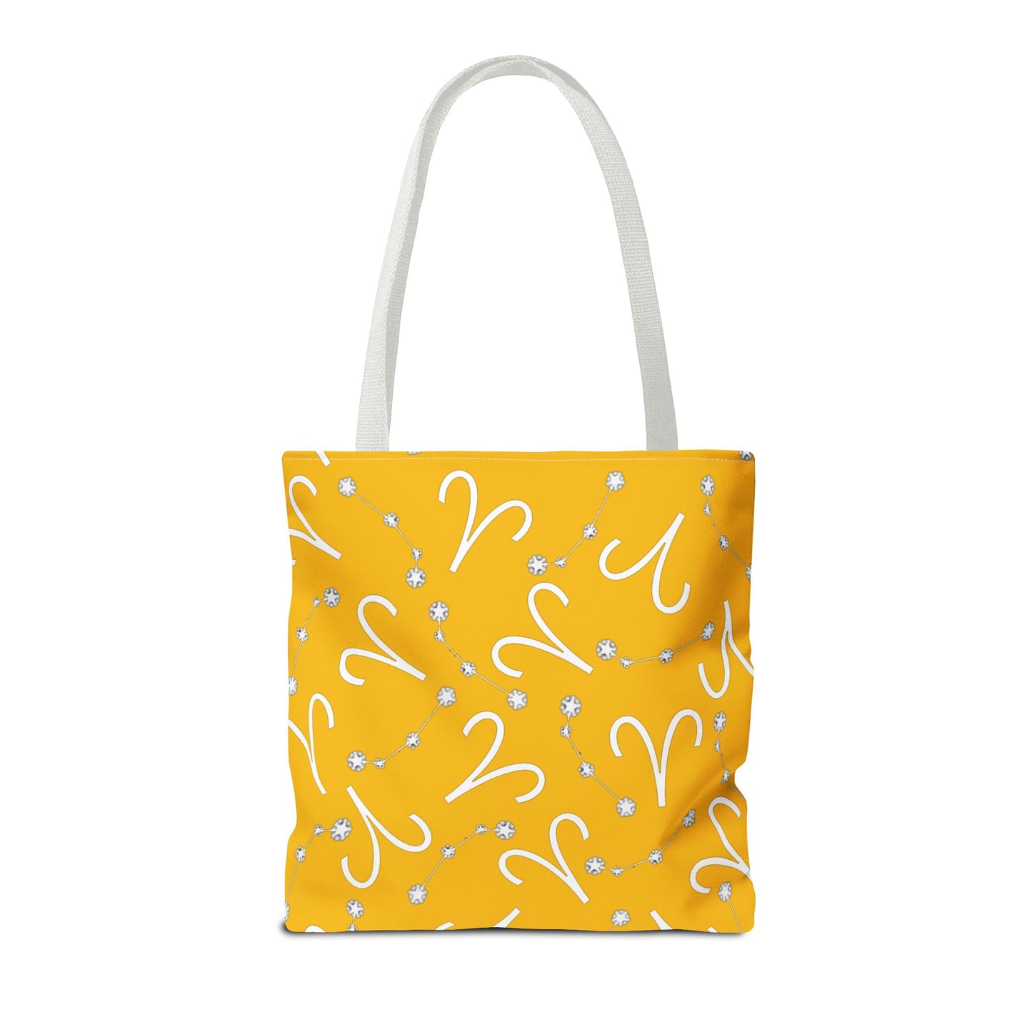 Tote Bag, Aries Zodiac Sign, AOP, (Yellow, White)