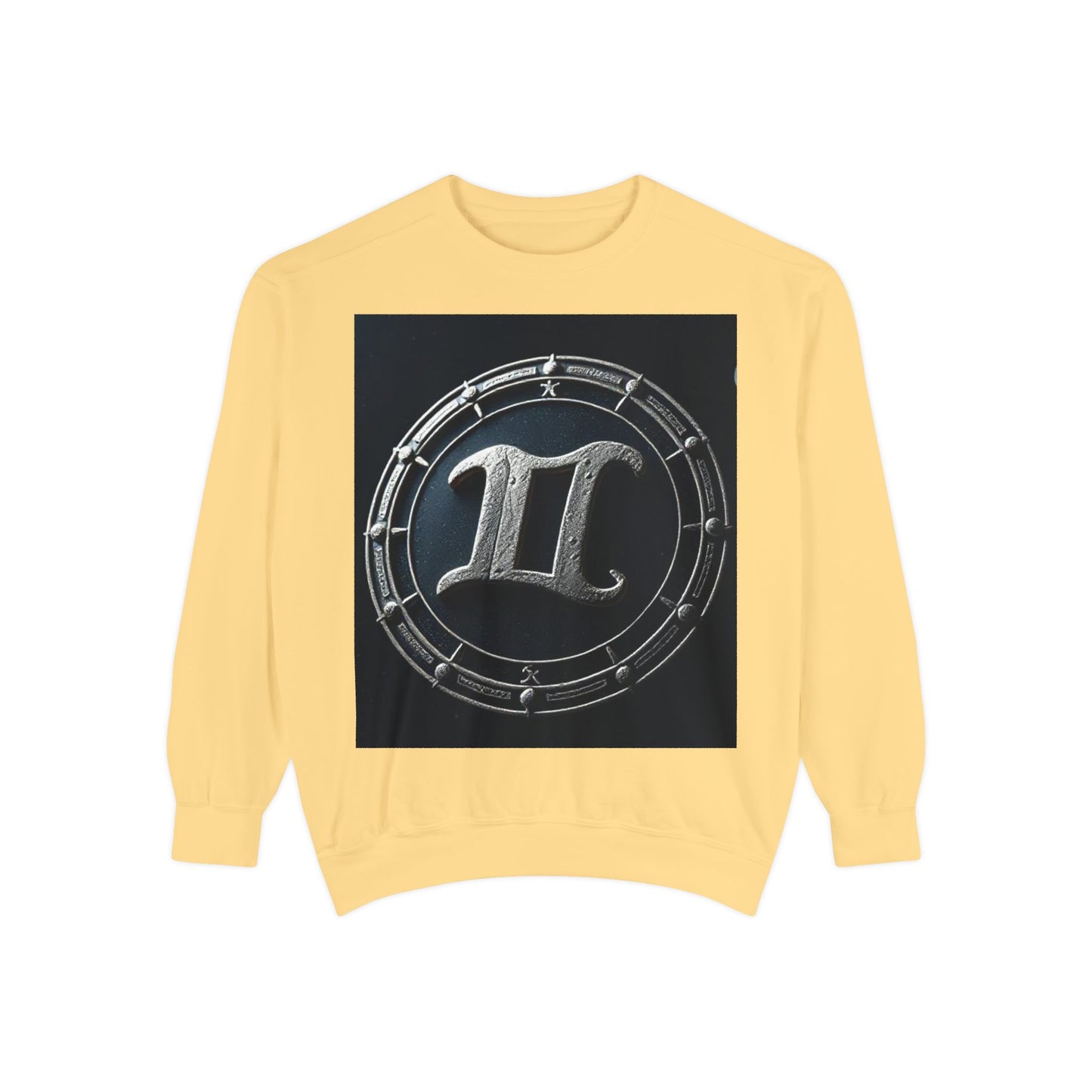 Garment-Dyed Sweatshirt, Unisex, Space Symbol Design v1, Gemini