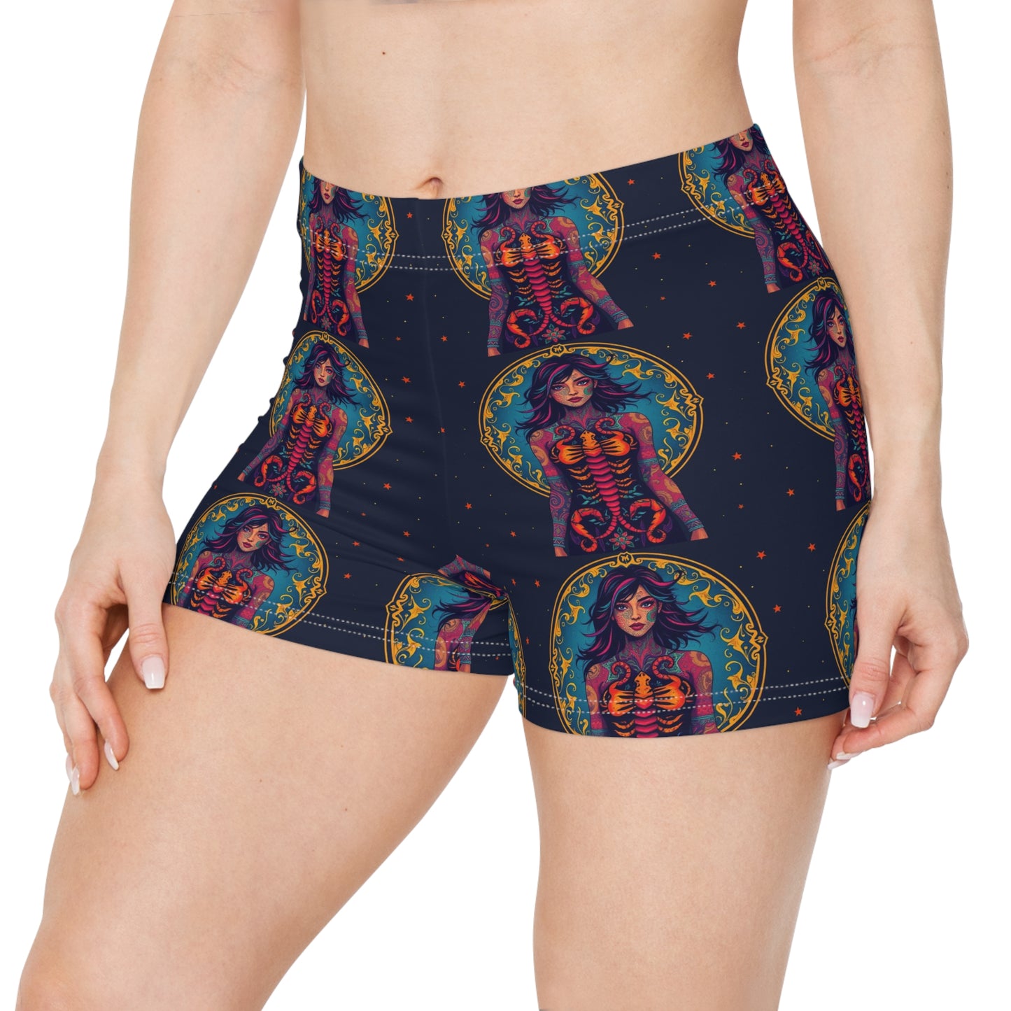 Women's Shorts, (AOP), Scorpio, Zodiac v4, Sexy Pattern