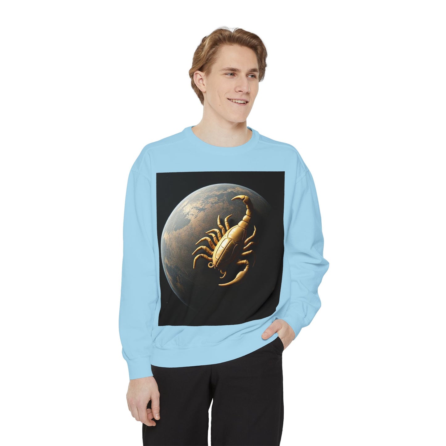 Garment-Dyed Sweatshirt, Unisex, Space Animal Design v1, Scorpio