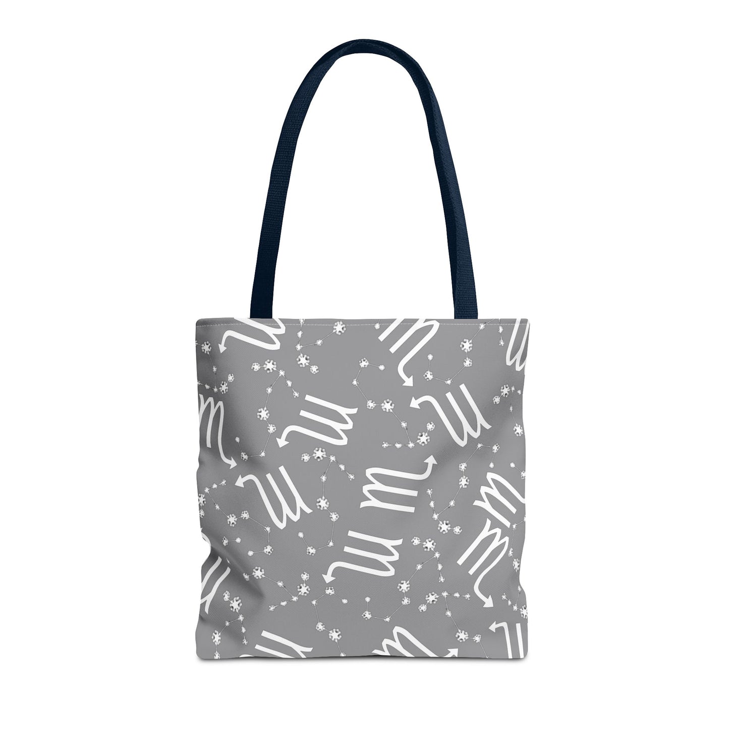 Tote Bag, Scorpio Zodiac Sign, AOP, (Grey, White)