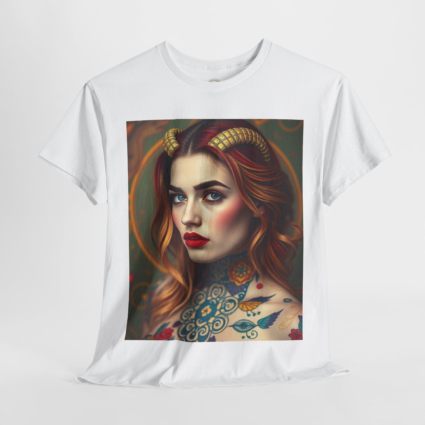 Unisex Heavy Cotton T-Shirt, Capricorn, Zodiac v3, Sexy Art