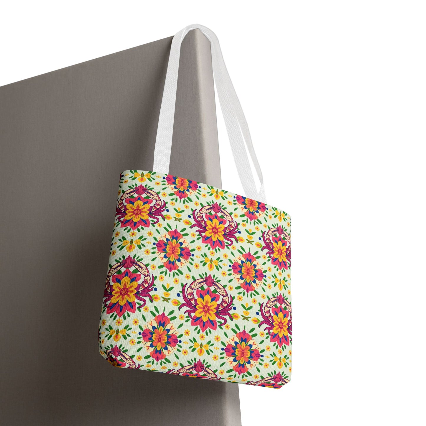 Tote Bag, (AOP), Cancer, Zodiac v2, Flower Pattern