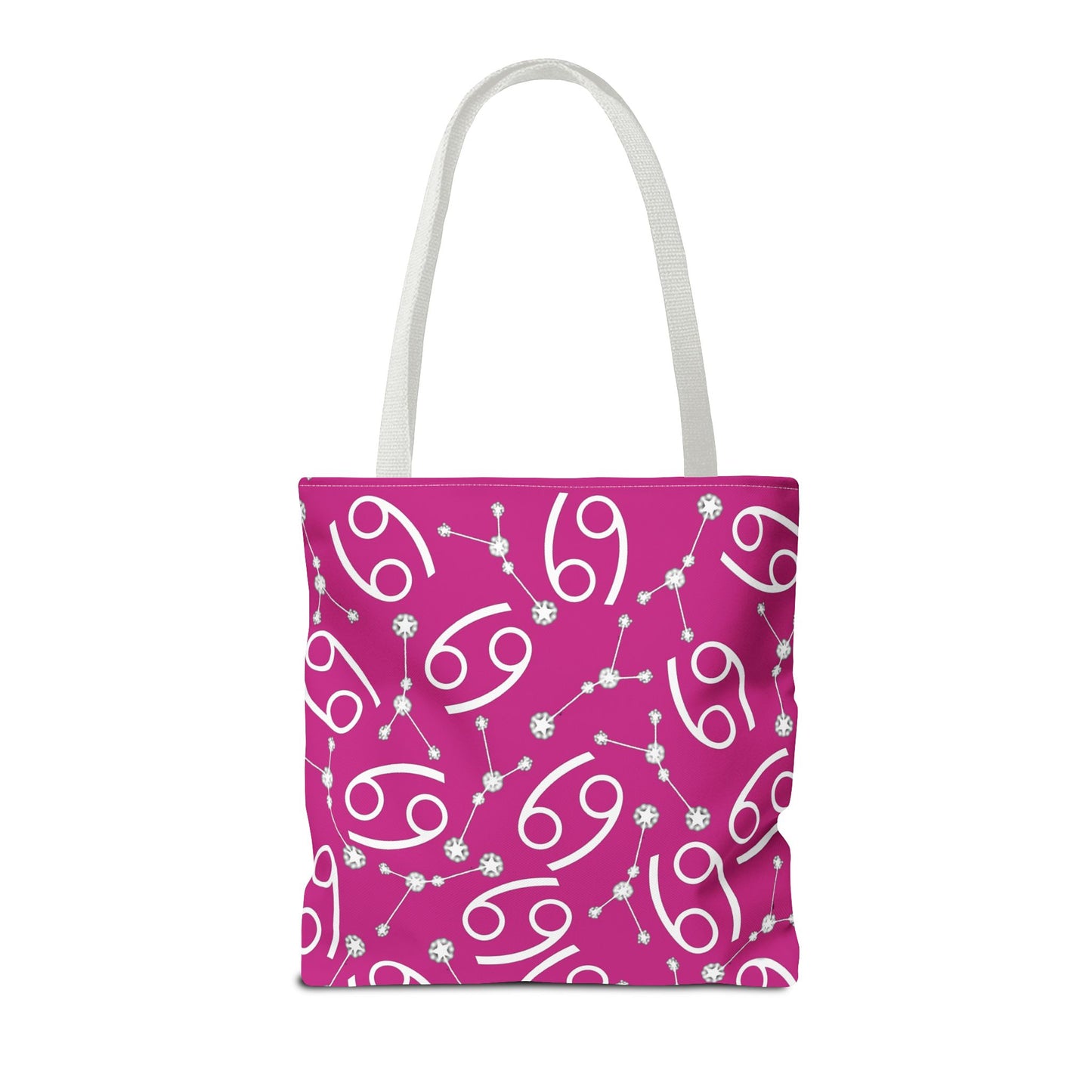 Tote Bag, Cancer Zodiac Sign, AOP, (Pink, White)