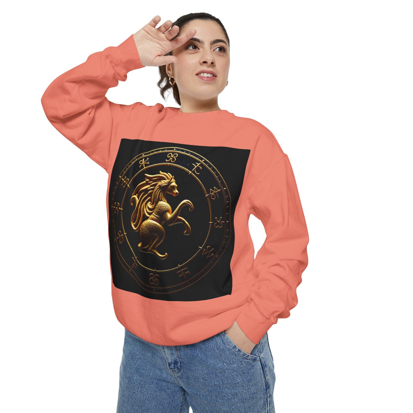 Garment-Dyed Sweatshirt, Unisex, Space Animal Design v1, Virgo