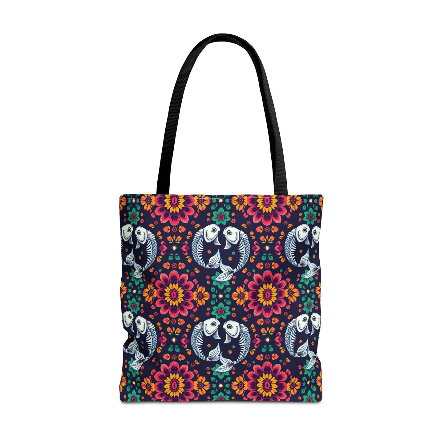 Tote Bag (AOP), Pisces, Zodiac v1, Flower Pattern