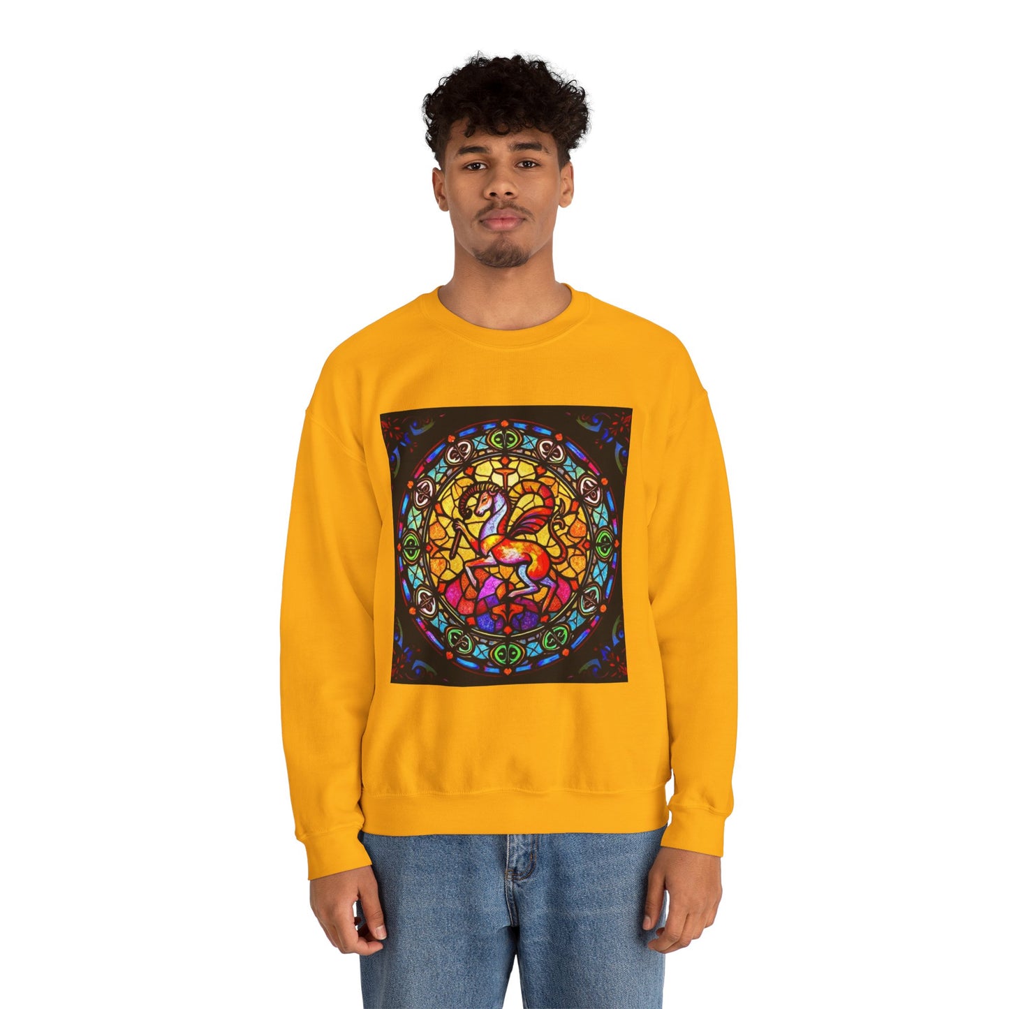 Unisex Heavy Blend™ Crewneck Sweatshirt, Glass 1, Aries Zodiac Design