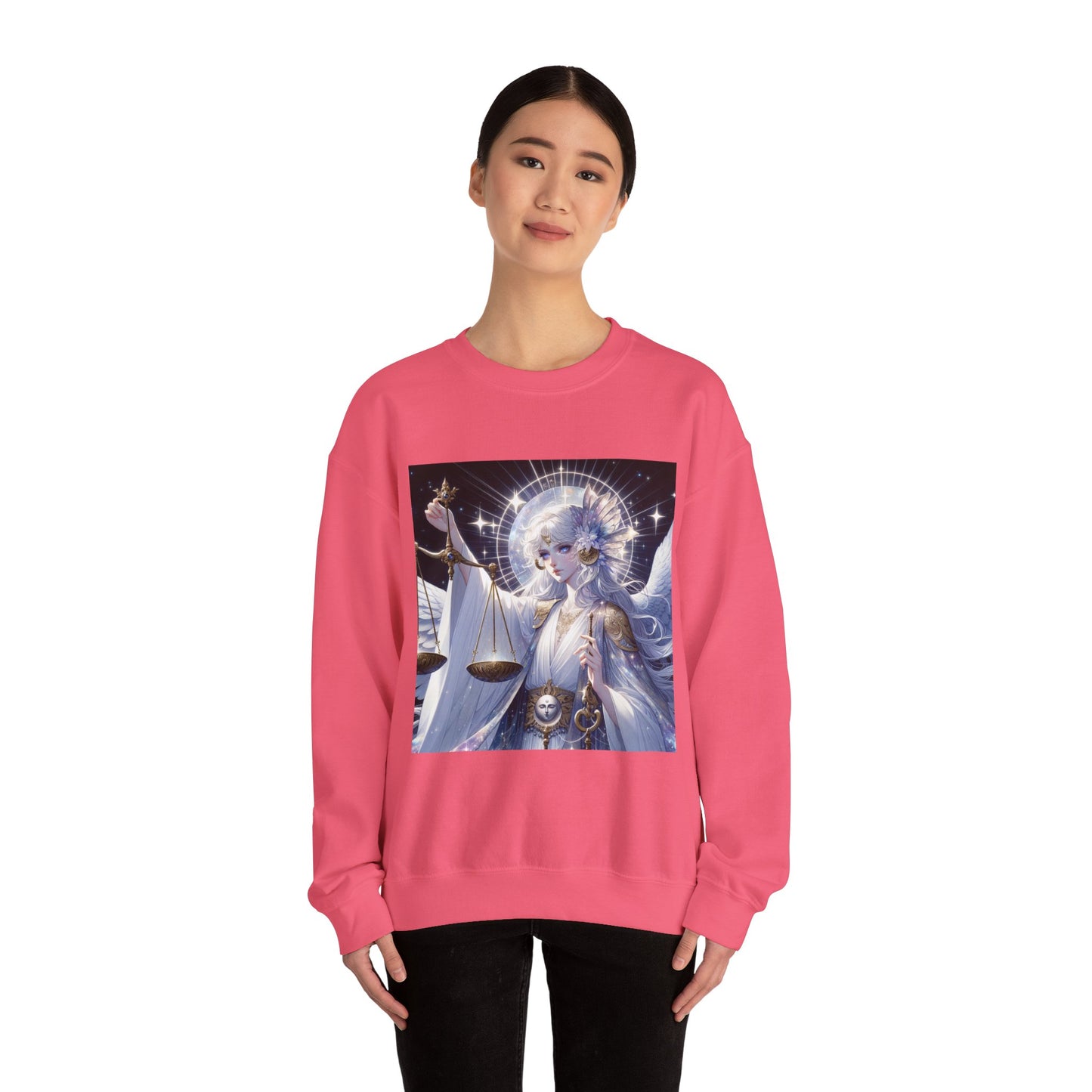 Unisex Heavy Blend™ Crewneck Sweatshirt,anime angel, Libra Zodiac Design