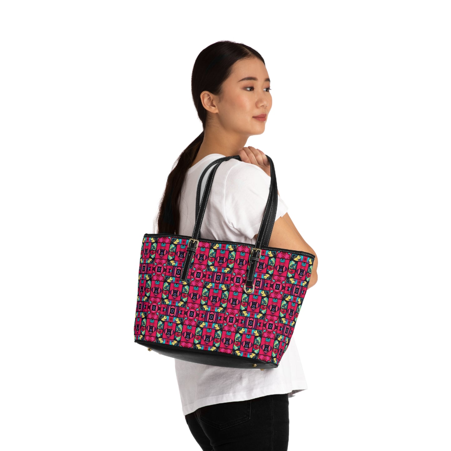 Leather Shoulder Bag, Pisces, Zodiac, Shapes Pattern