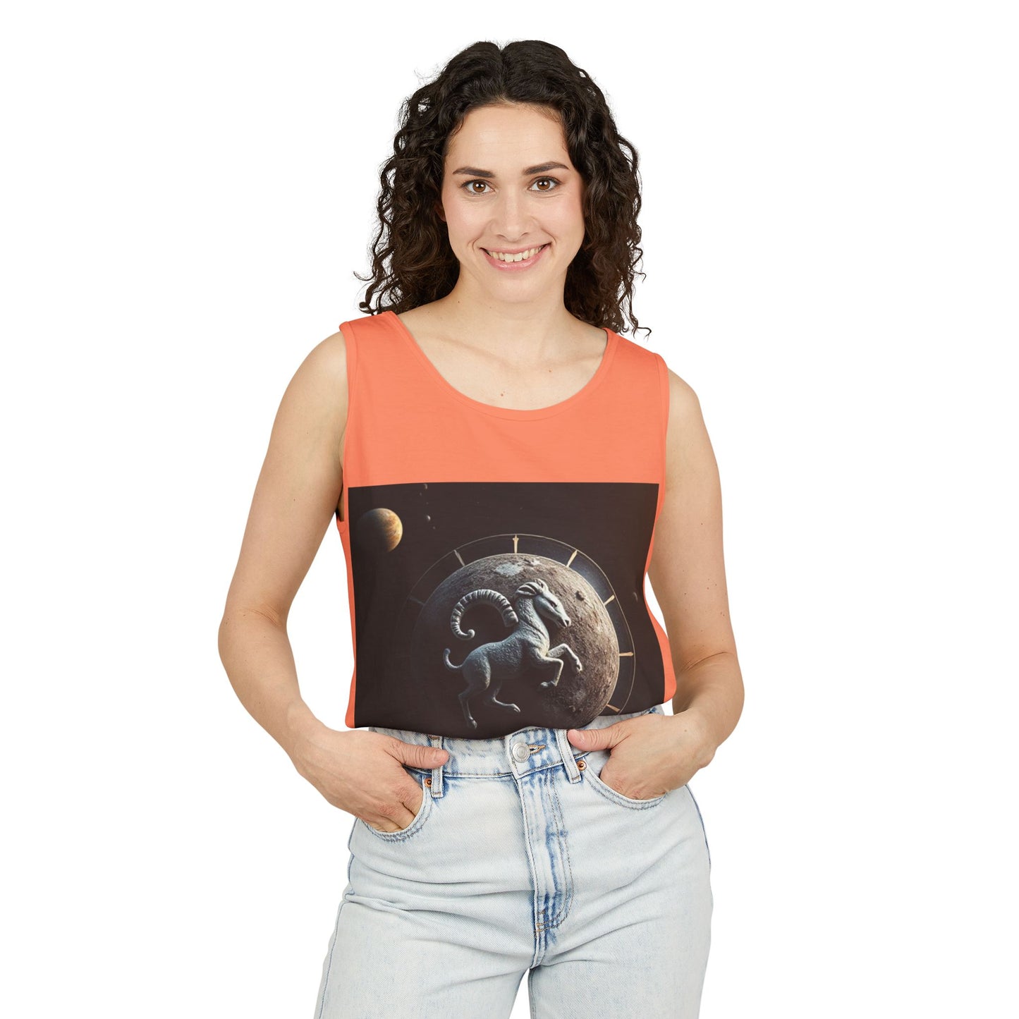 Unisex Garment-Dyed, Tank Top, Aries Design, Planet Animal, 100% Ringspun US cotton