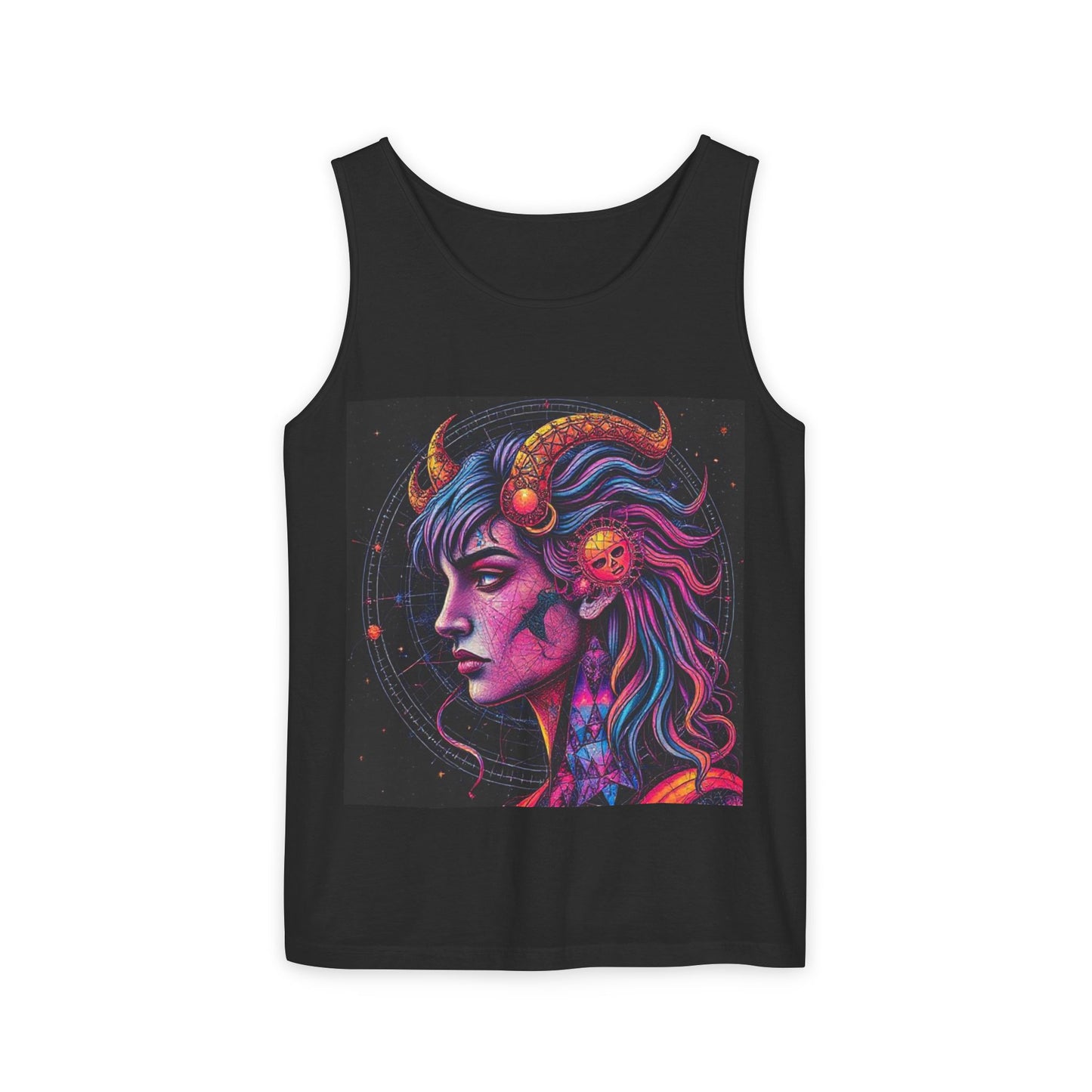 Unisex Garment-Dyed, Tank Top, Virgo Design, Pop Art v1, 100% US cotton
