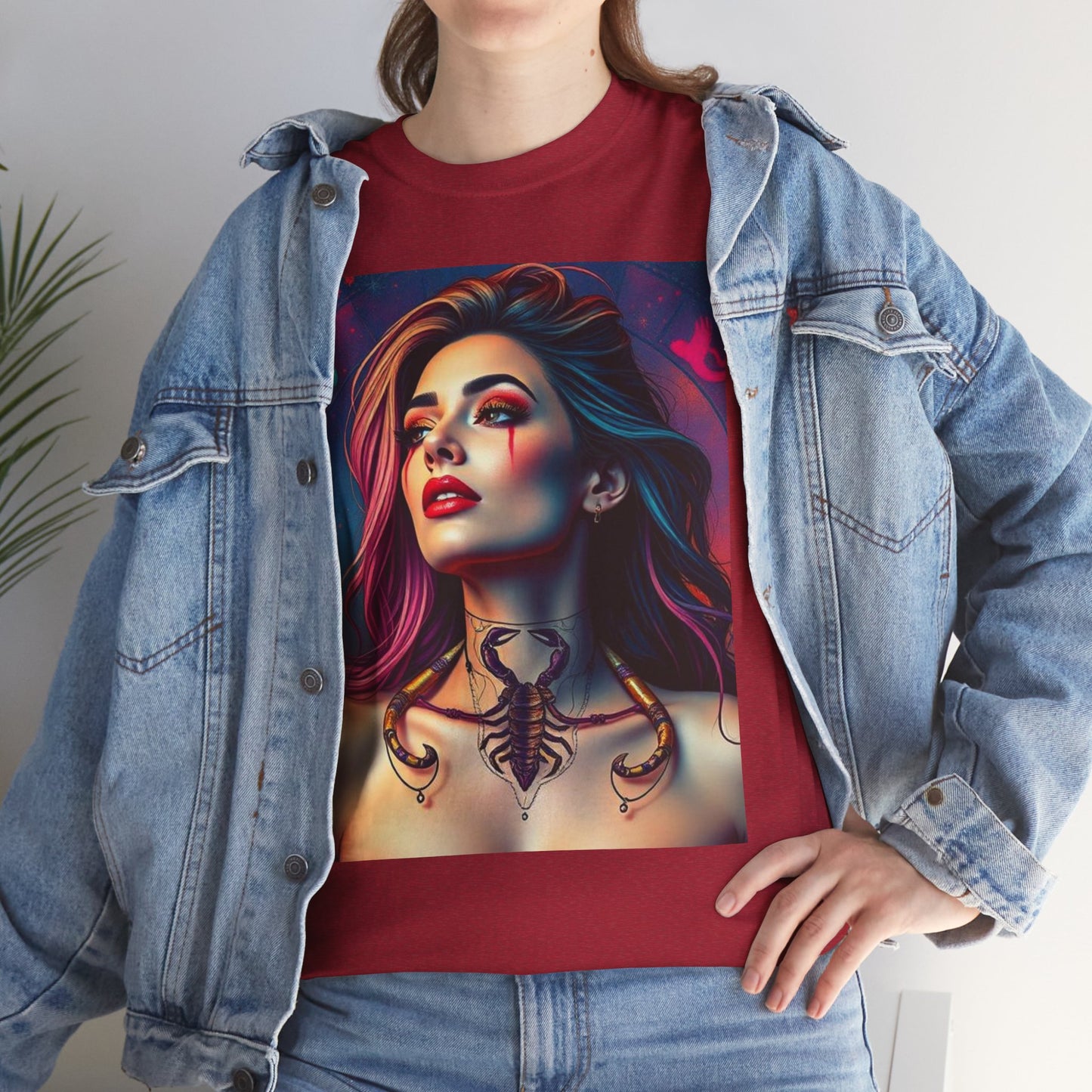 Unisex Heavy Cotton T-Shirt, Scorpio, Zodiac v1, Sexy Art