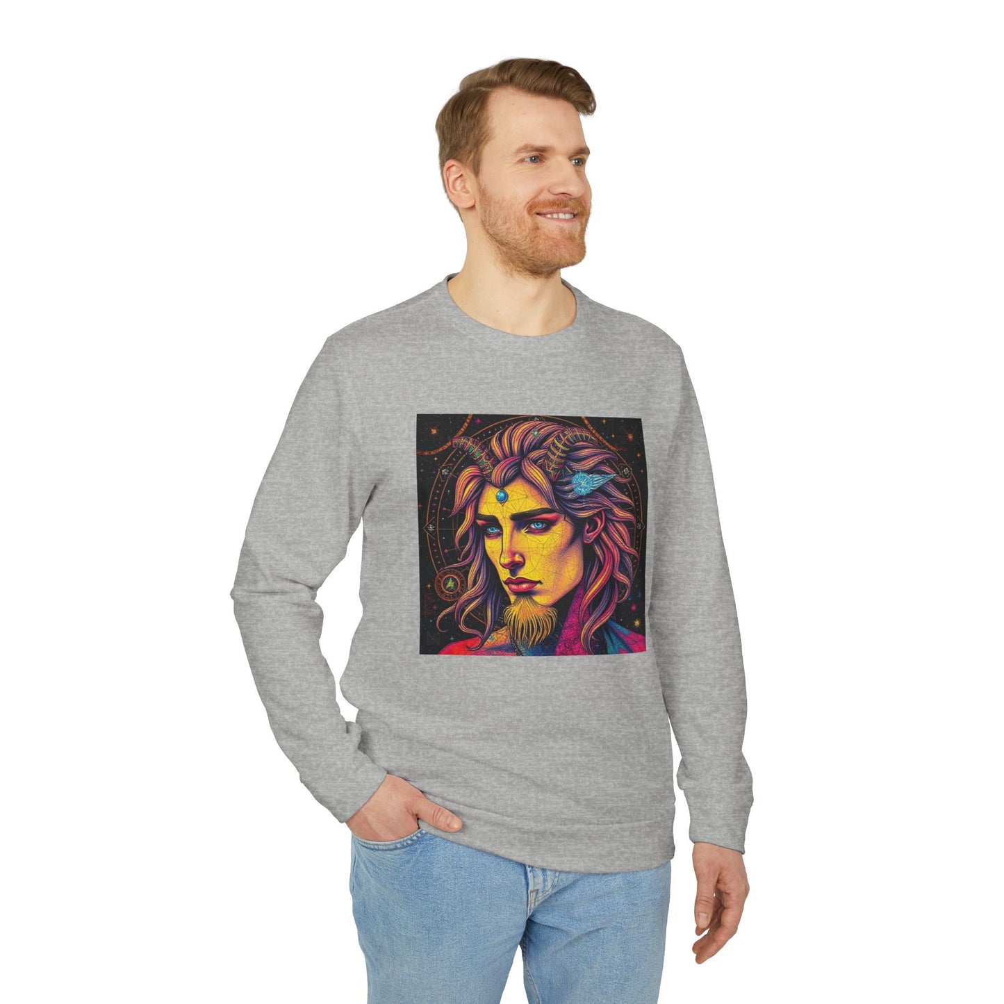 Adidas, Unisex Fleece Crewneck Sweatshirt, Aquarius, Pop Art v1, Zodiac