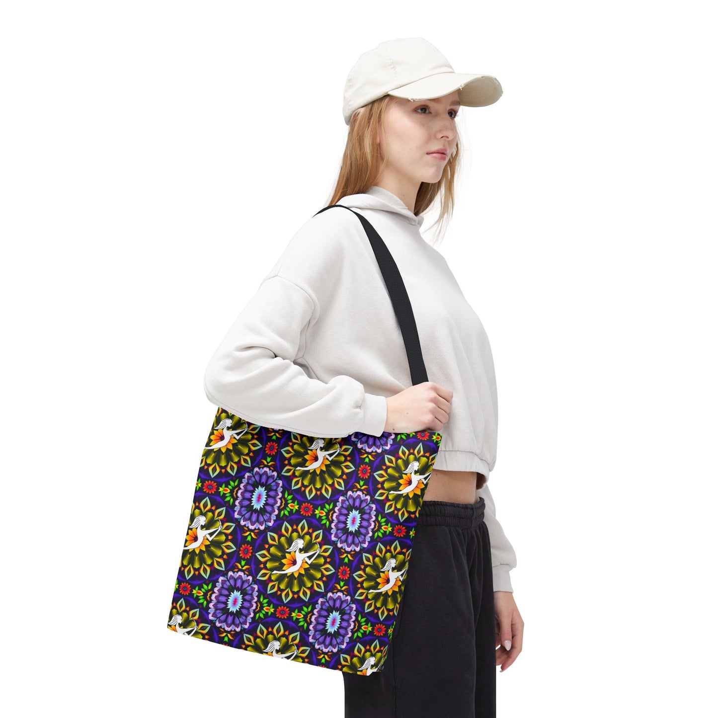 Tote Bag (AOP), Sagittarius, Zodiac v2, Flower Pattern