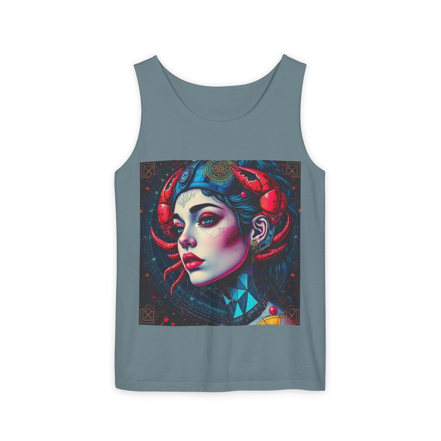 Unisex Garment-Dyed, Tank Top, Cancer, Pop Art v1, 100% US cotton