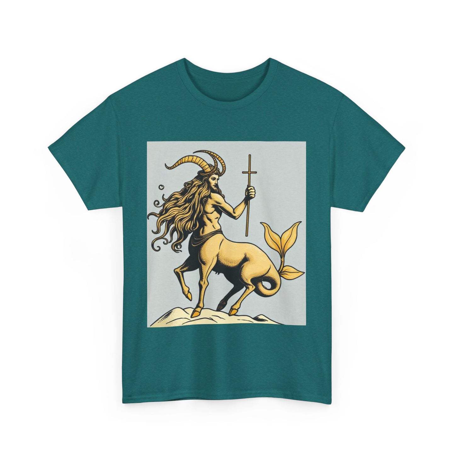 Unisex Heavy Cotton T-Shirt, Capricorn God v3, Zodiac Design