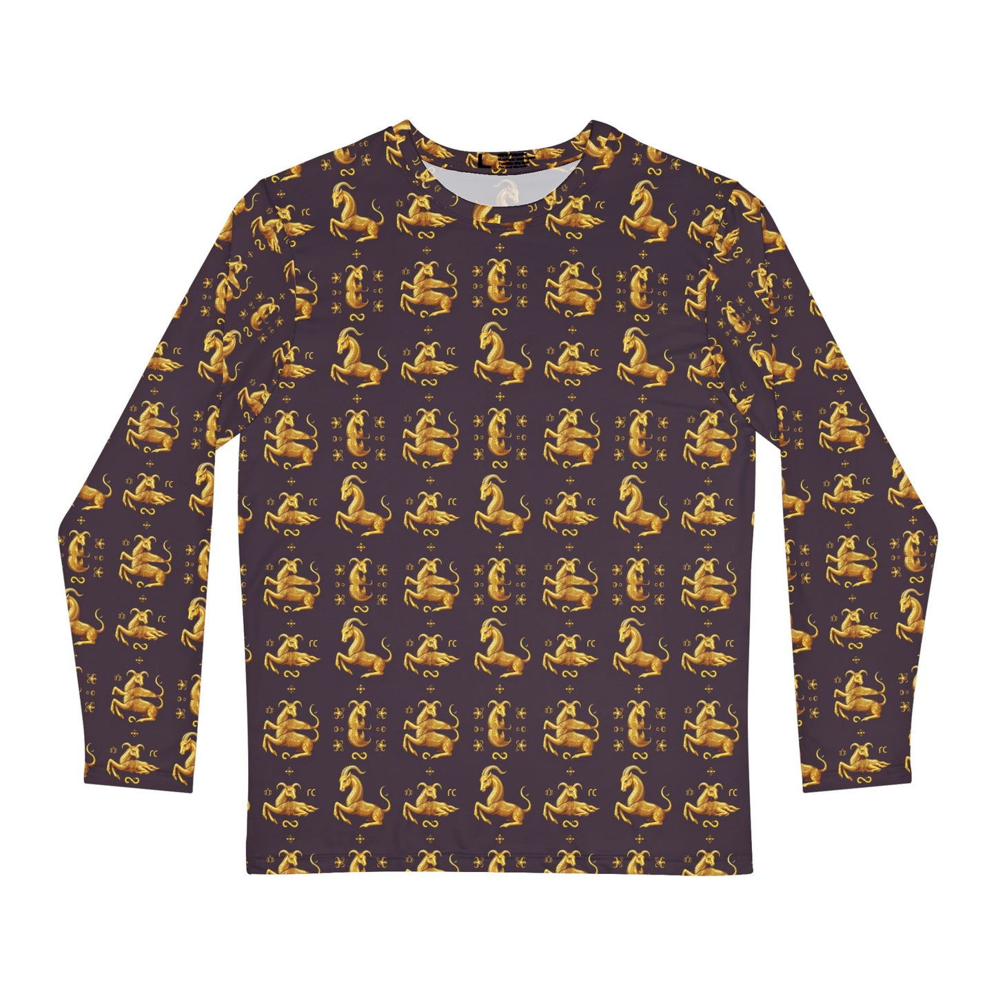 Men's Long Sleeve Shirt, (AOP), Capricorn, Zodiac v3, Pattern