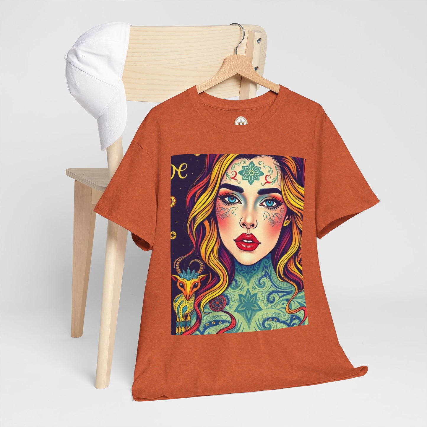 Unisex Heavy Cotton T-Shirt, Aquarius, Zodiac v2, Sexy Art