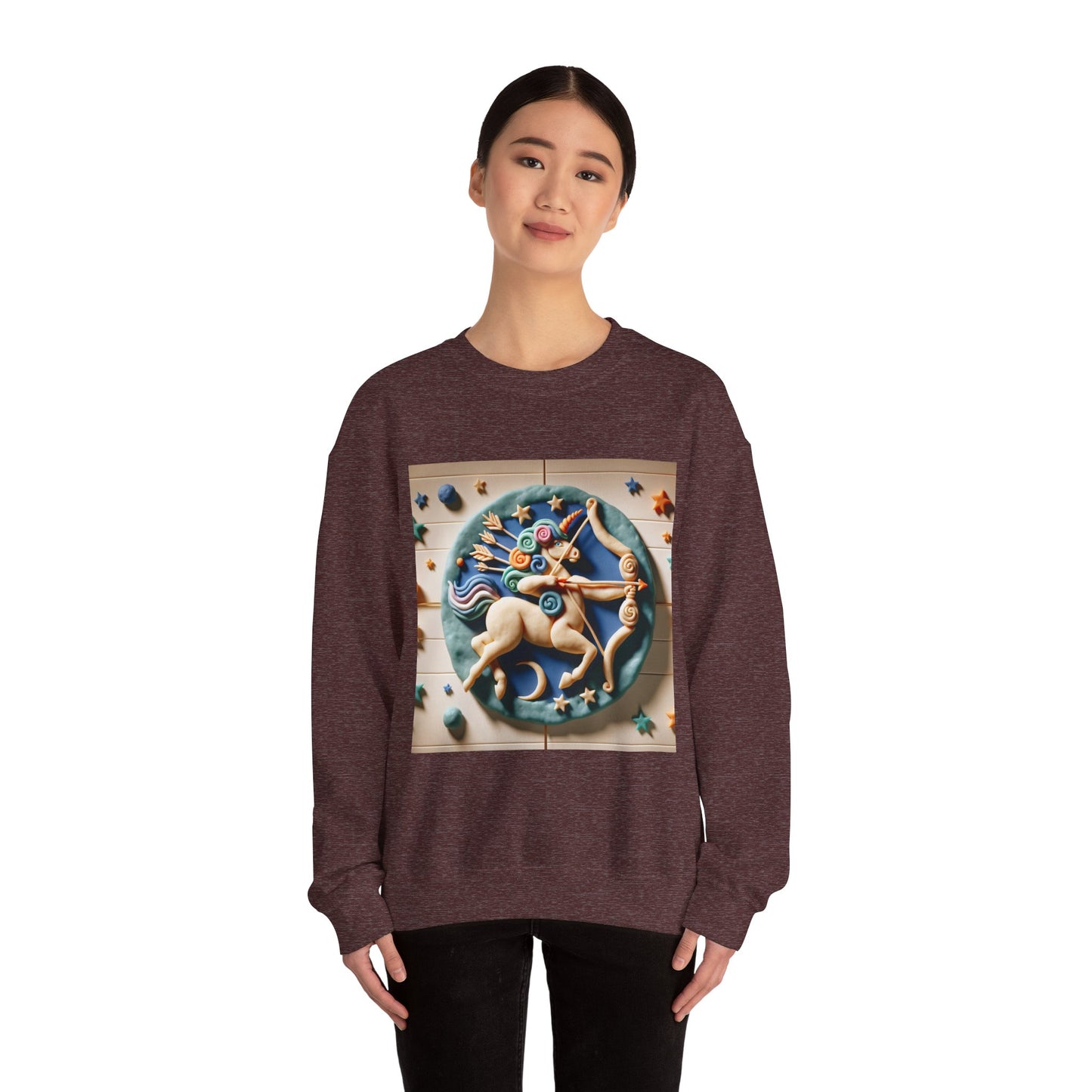 Unisex Heavy Blend™ Crewneck Sweatshirt, Colorful Horse, Sagittarius Zodiac Design