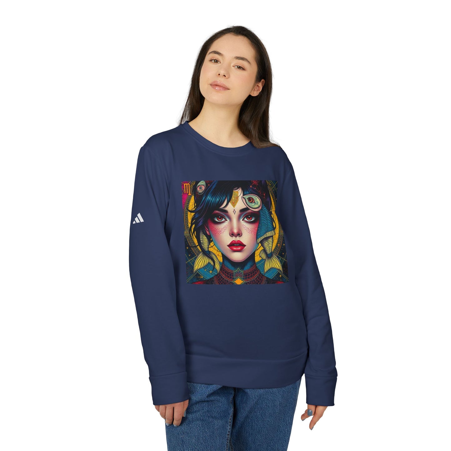 Adidas, Unisex Fleece Crewneck Sweatshirt, Pisces, Pop Art v1, Zodiac