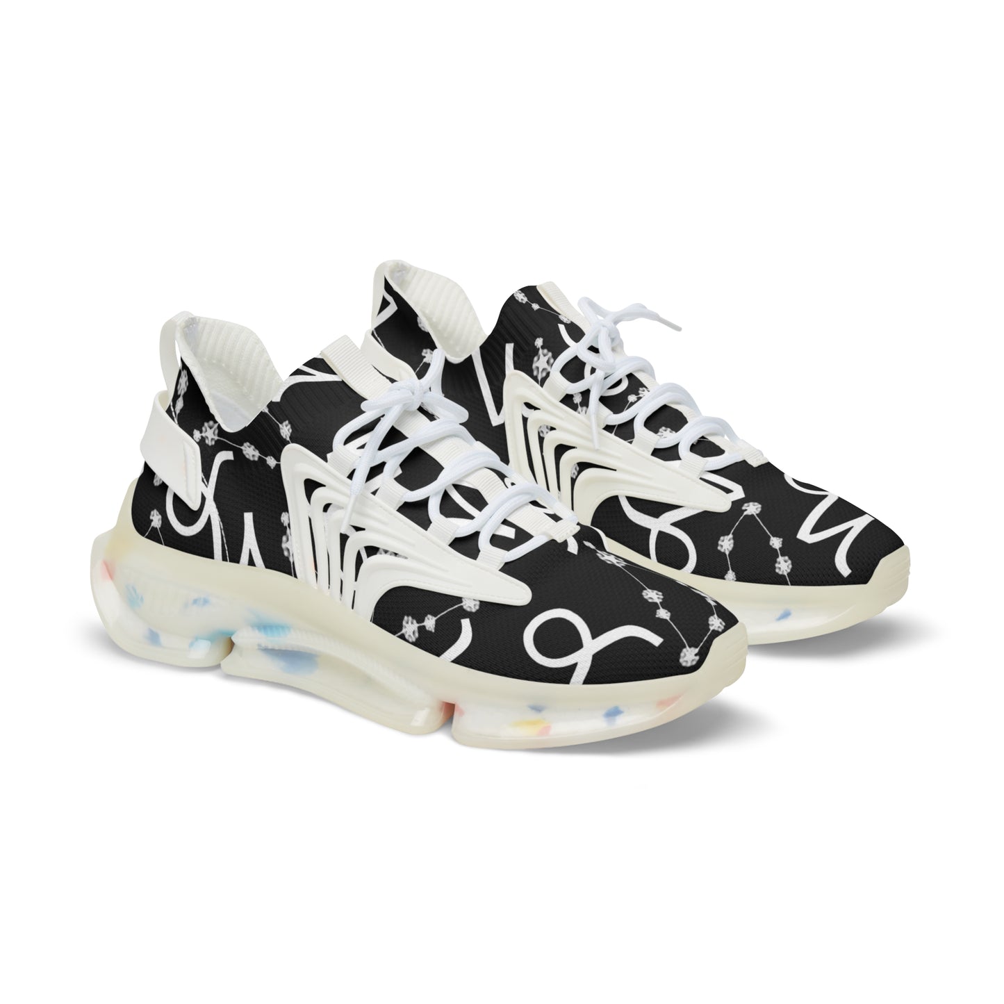 Men's Mesh Sneakers, Capricorn Zodiac Sign, AOP, Black