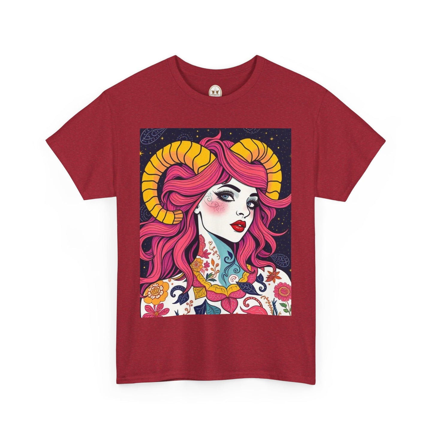 Unisex Heavy Cotton T-Shirt, Aries, Zodiac v2, Sexy Art